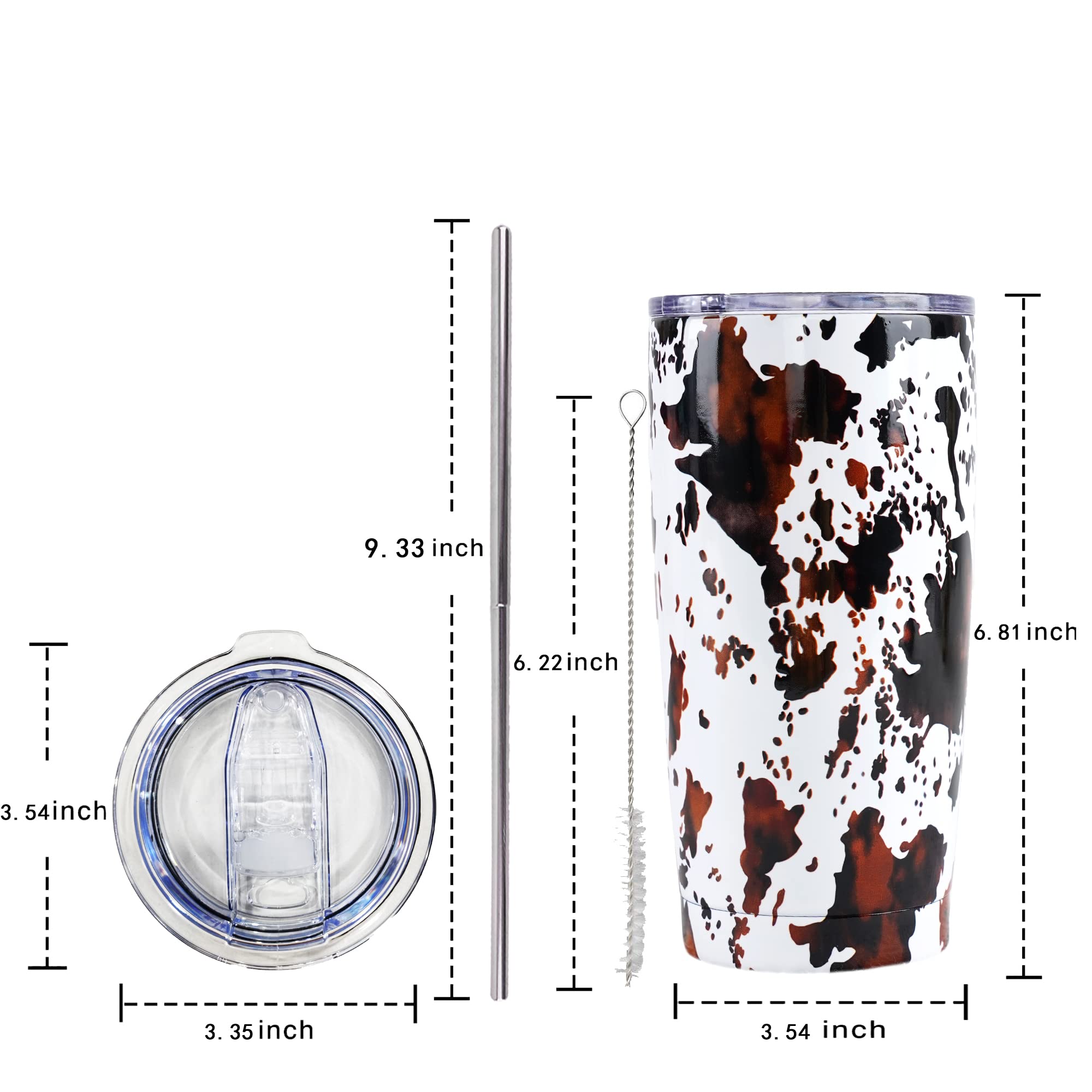 Mhrevyi Cow Print Tumbler With Lid And Straw - 20 Oz Insulated Stainless Steel Travel - Cup Cow Stuff Accessories Decor - Double