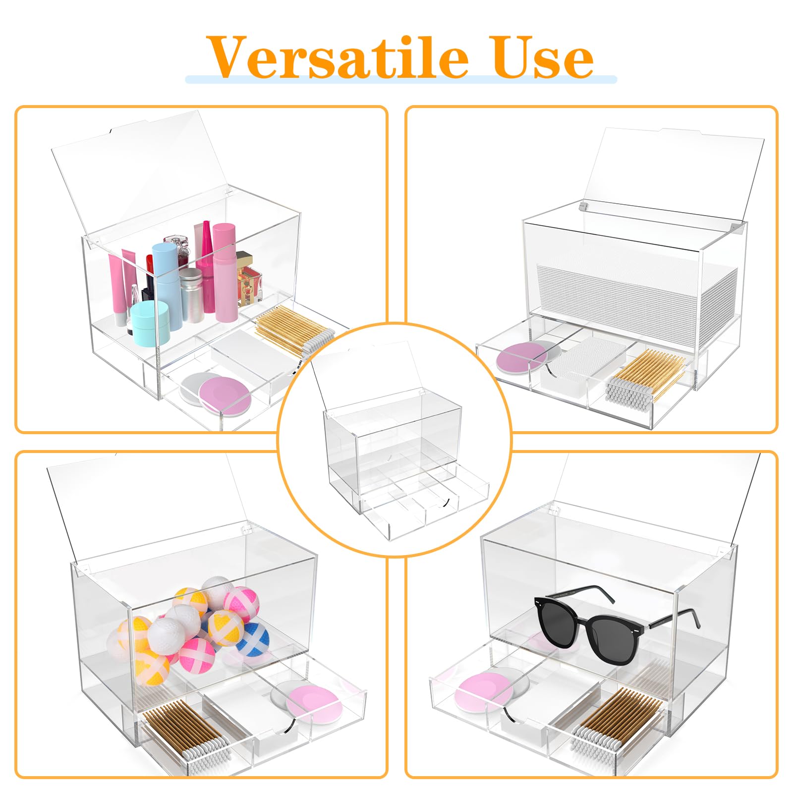 Sohalejr Makeup & Vanity Container Dryer Sheet Holder Pull-Our Drawer Container 2 Ties Clear Acrylic Box For Laundry Room Organi