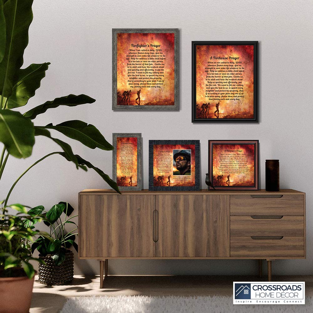 Crossroads Home D  Cor Firemans Prayer Picture Frame, Firefighter Decor, Firefighter Graduation Present, 5015Ch