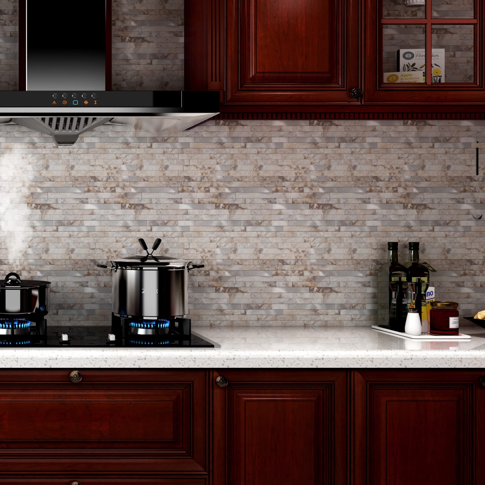 10 - Sheet Peel and Stick Backsplash Wall Tile, PVC Kitchen Backsplash, Stick on Tiles for Backsplash Kitchen (12   X 12  , Peri