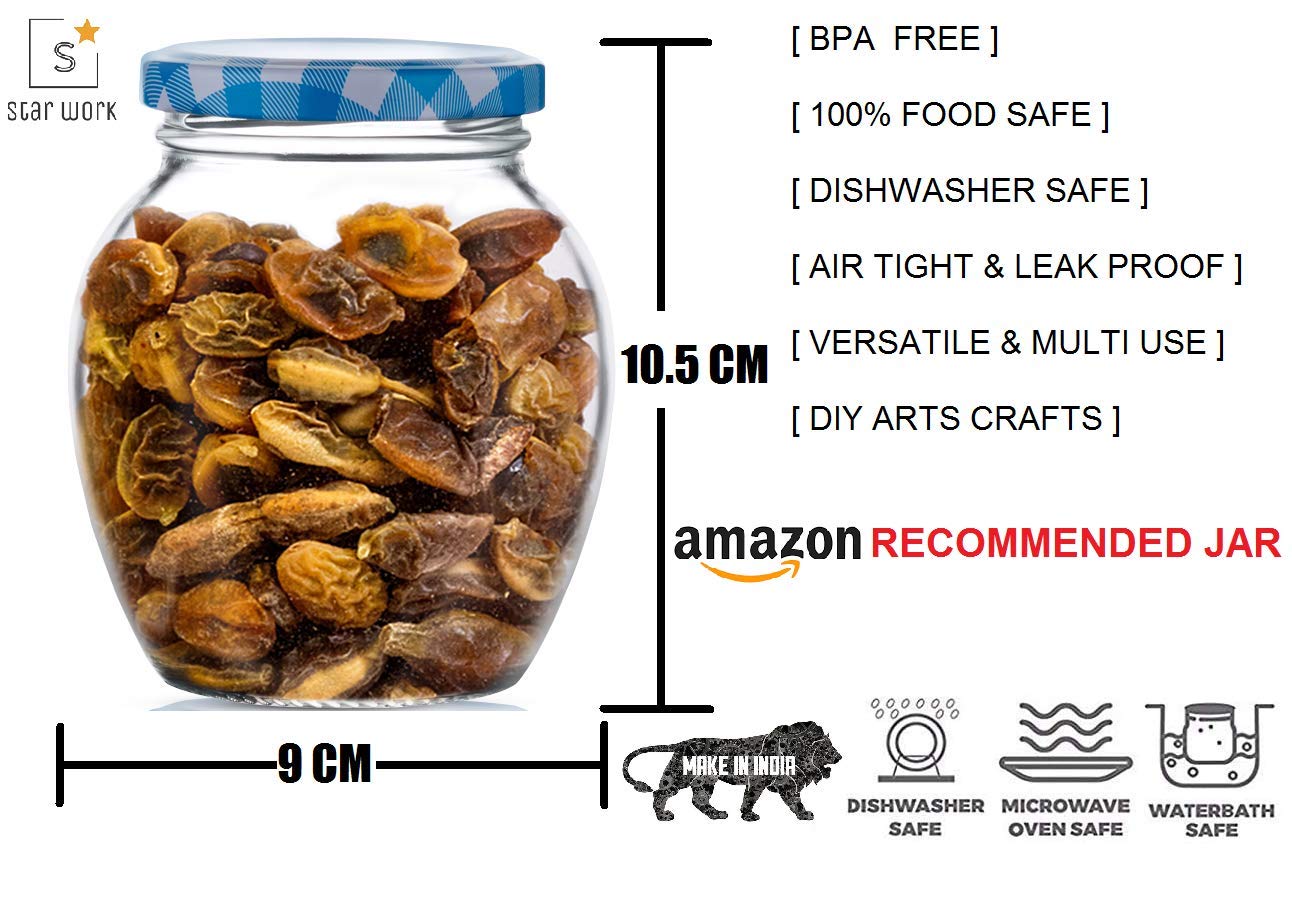 Star Work Glass Container With Lid|Small Jars For Kitchen Storage|Ait-Tight|Kitchen Accessories Items|Container Jar For Ghee Pic