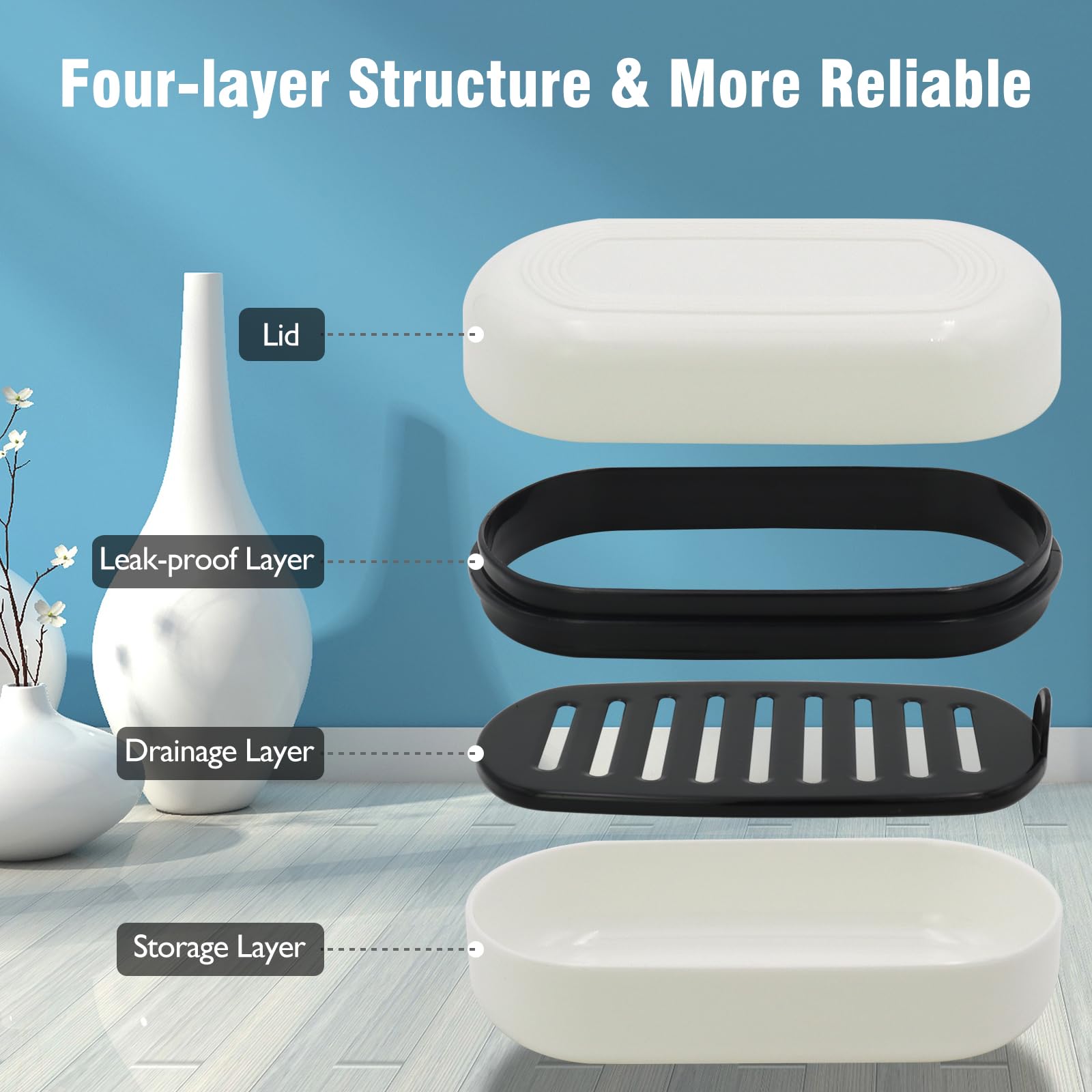 Aimaiaimai Shampoo Bar Holder, Large Soap Box, Travel Soap Container, Soap Dish With Draining Layer, Soap Case For Bathroom, Tra