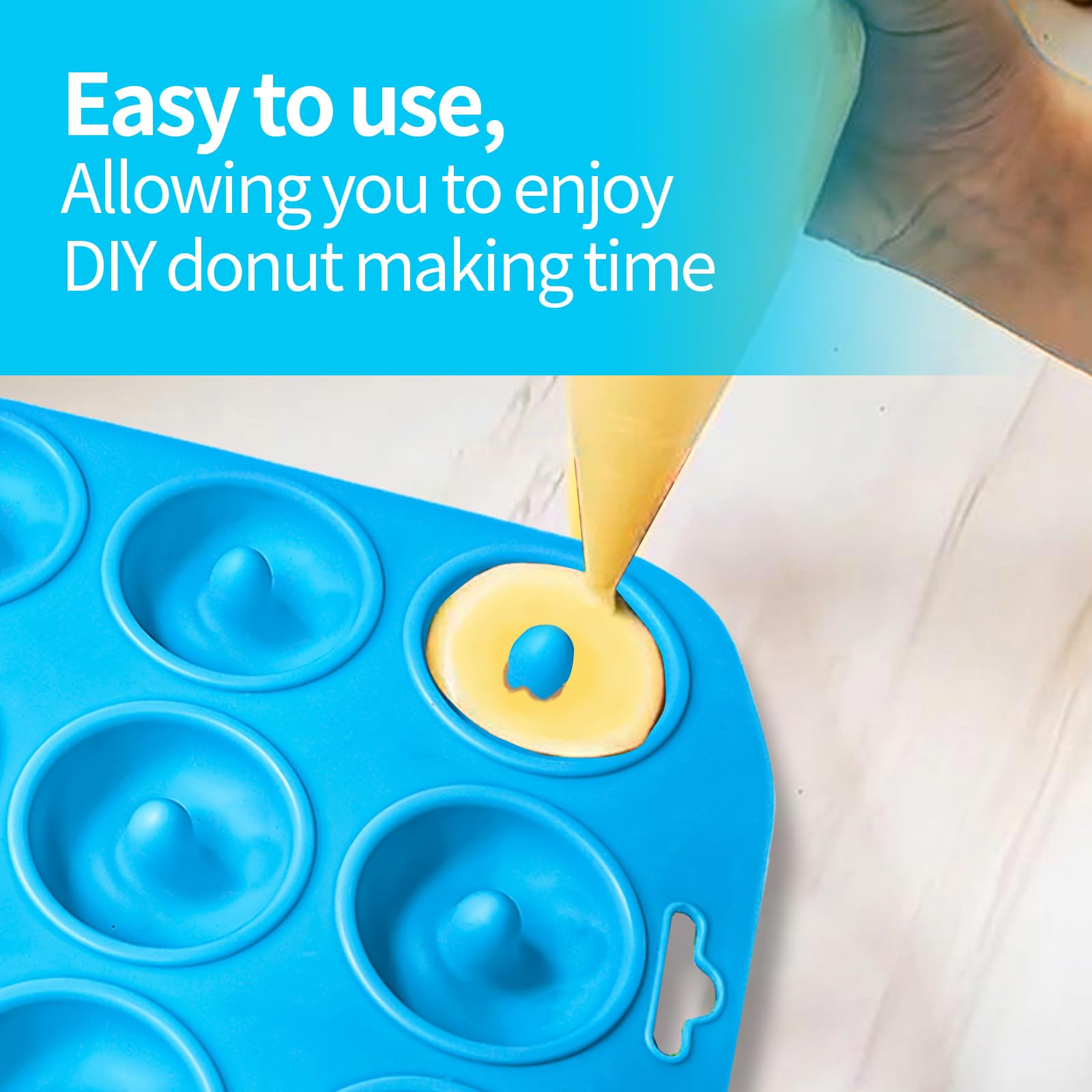 Cupidove Silicone Donut Pan, Mini Silicone Baking Mold For Baking Delicious Donuts, Bagels, Cupcake Cups And More, Non-Stick Bot