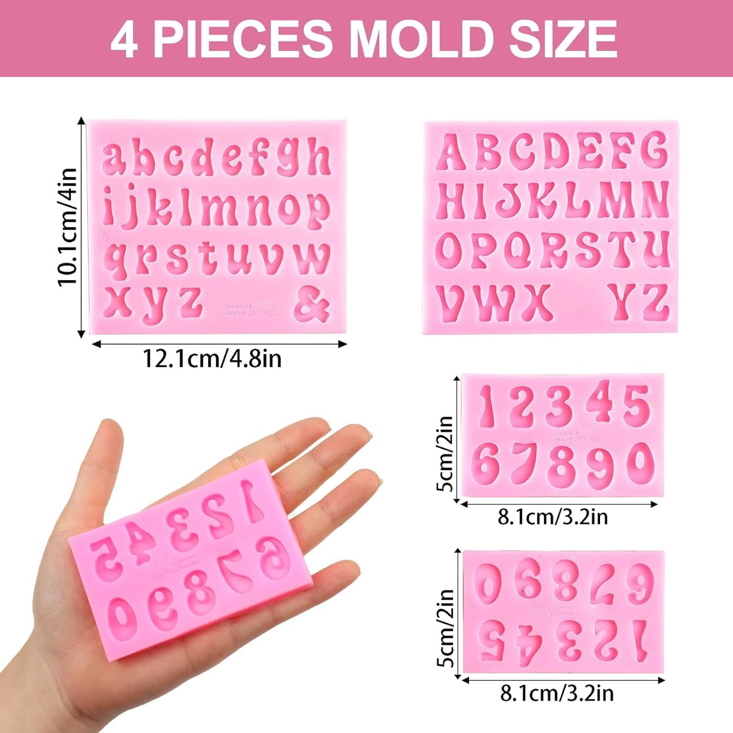 4Pcs Silicone Letter Molds For Chocolate, Mini 26 Letter Molds And 0-9 Numbers Molds, Bpa-Free Fondant Molds Alphabet Molds Edib