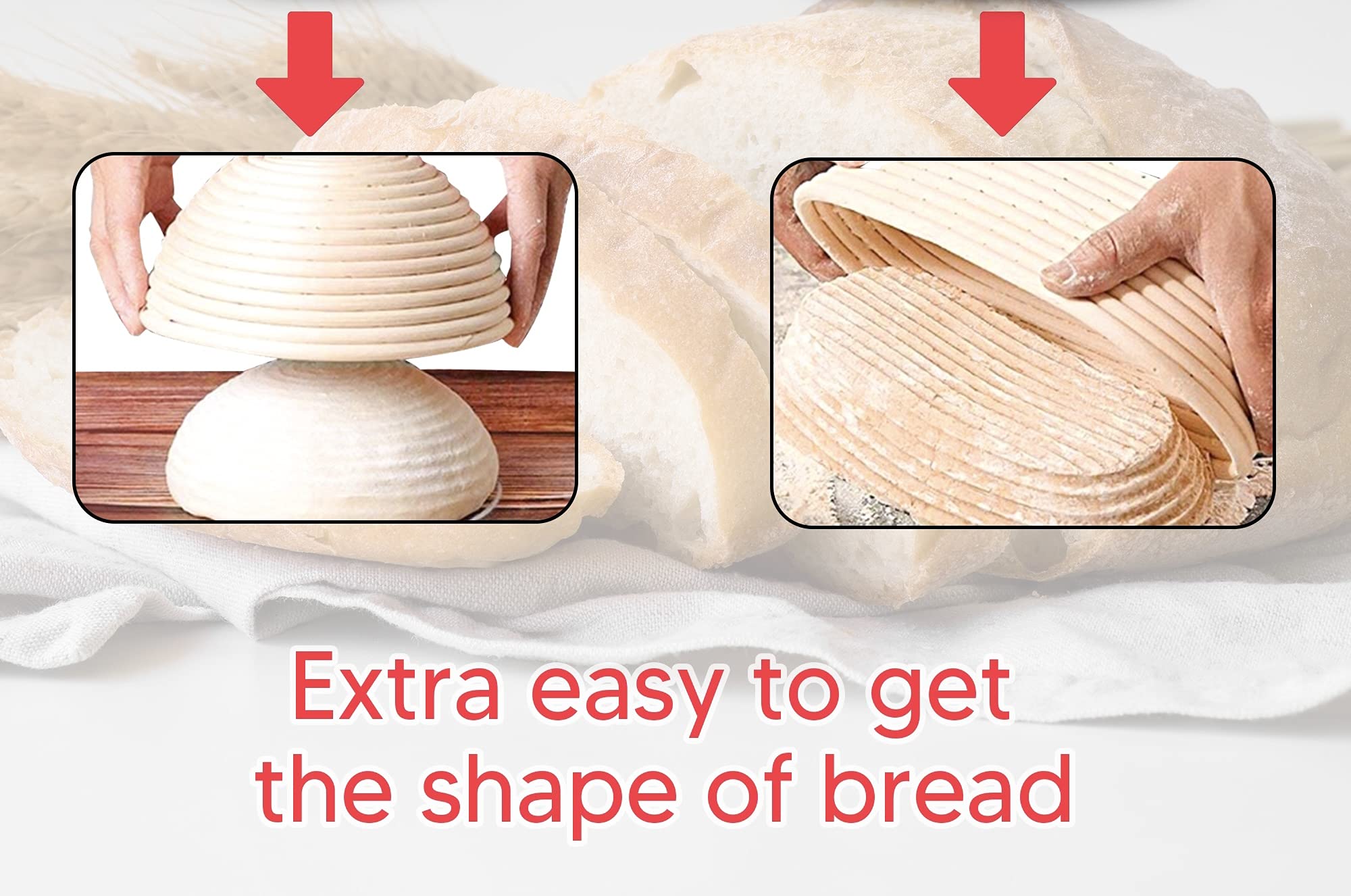 Roesha 10 Inch Oval Bread Banneton Proofing Basket Set Of 2, Bread Baking Kit Sourdough Proofing Basket For Artisanal Bread, Bre