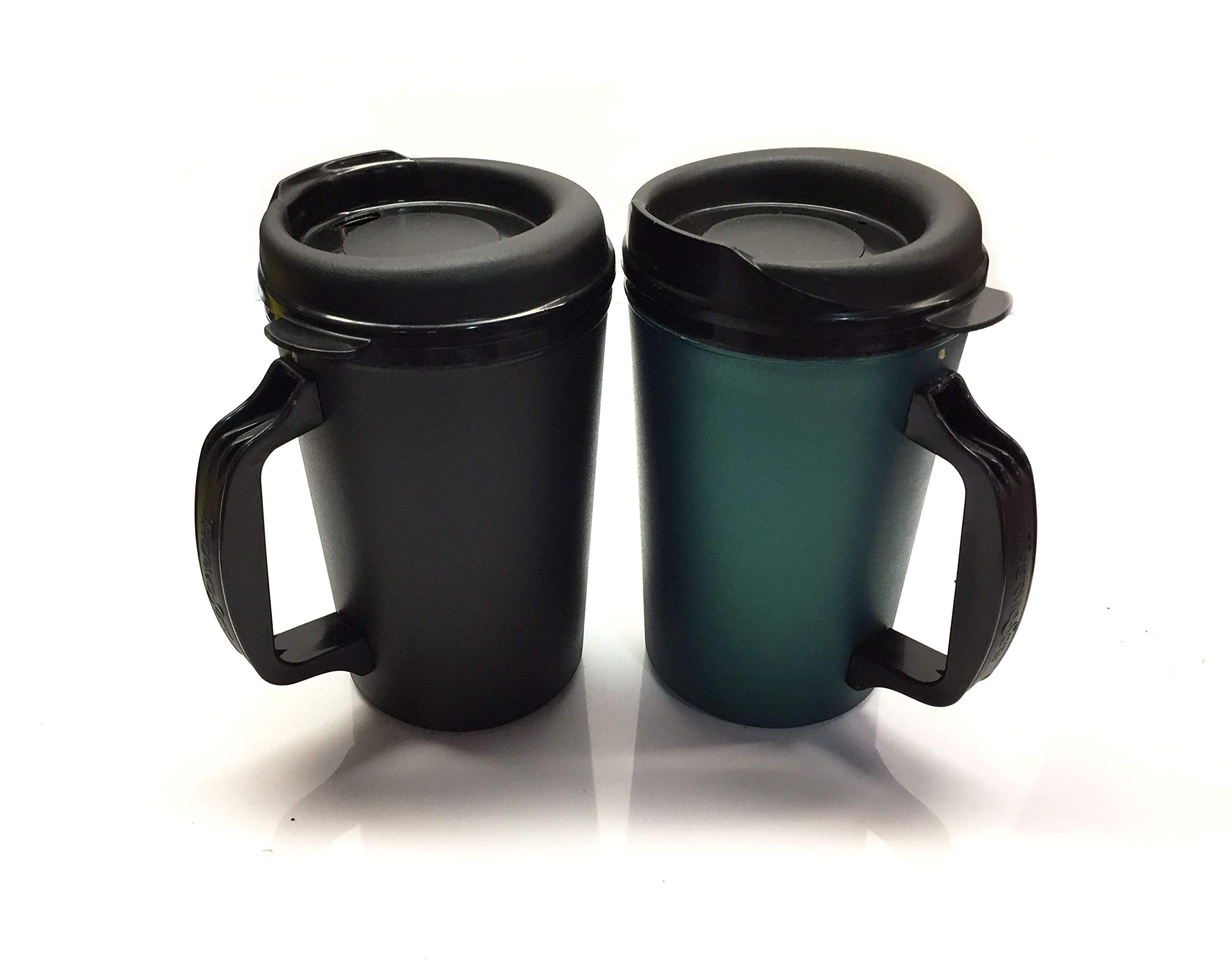 Gama Electronics 20 Oz Thermoserv Foam Insulated Coffee Mug Black/Green Two Pack