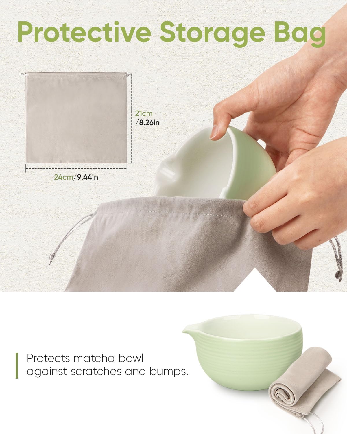 Joiish Traditional Matcha Bowl With Spout, Ceramic Matcha Tea Bowl (Chawan), Matcha Mixing Bowl For Whisking Matcha, Light Green