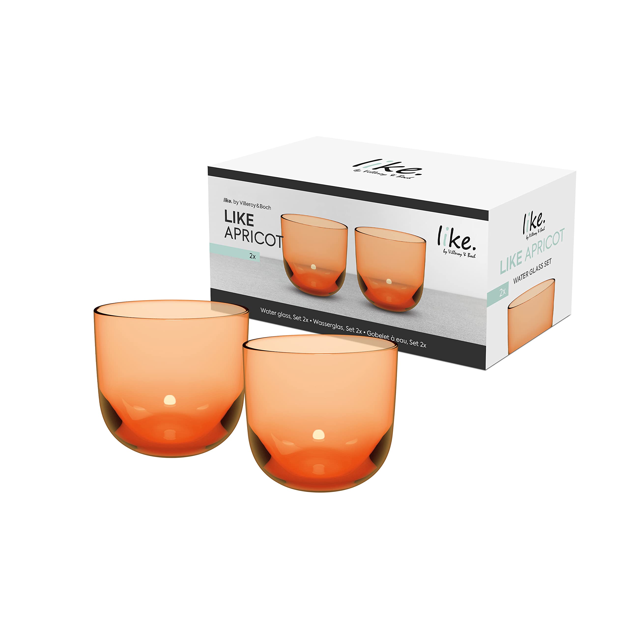 Villeroy & Boch - Like Apricot Water Glass Set of 2, Orange, Capacity 9.5 oz