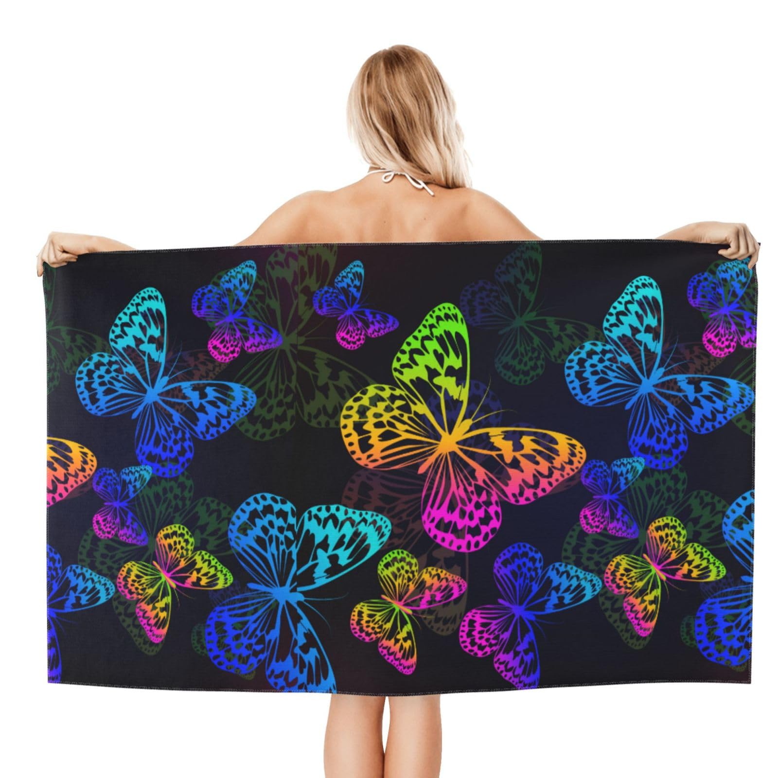 Voohddy Butterfly Flying Beach Towel Large Soft Absorbent Microfiber Quick Dry Oversized Bath Towels For Bathroom Women Men Pool