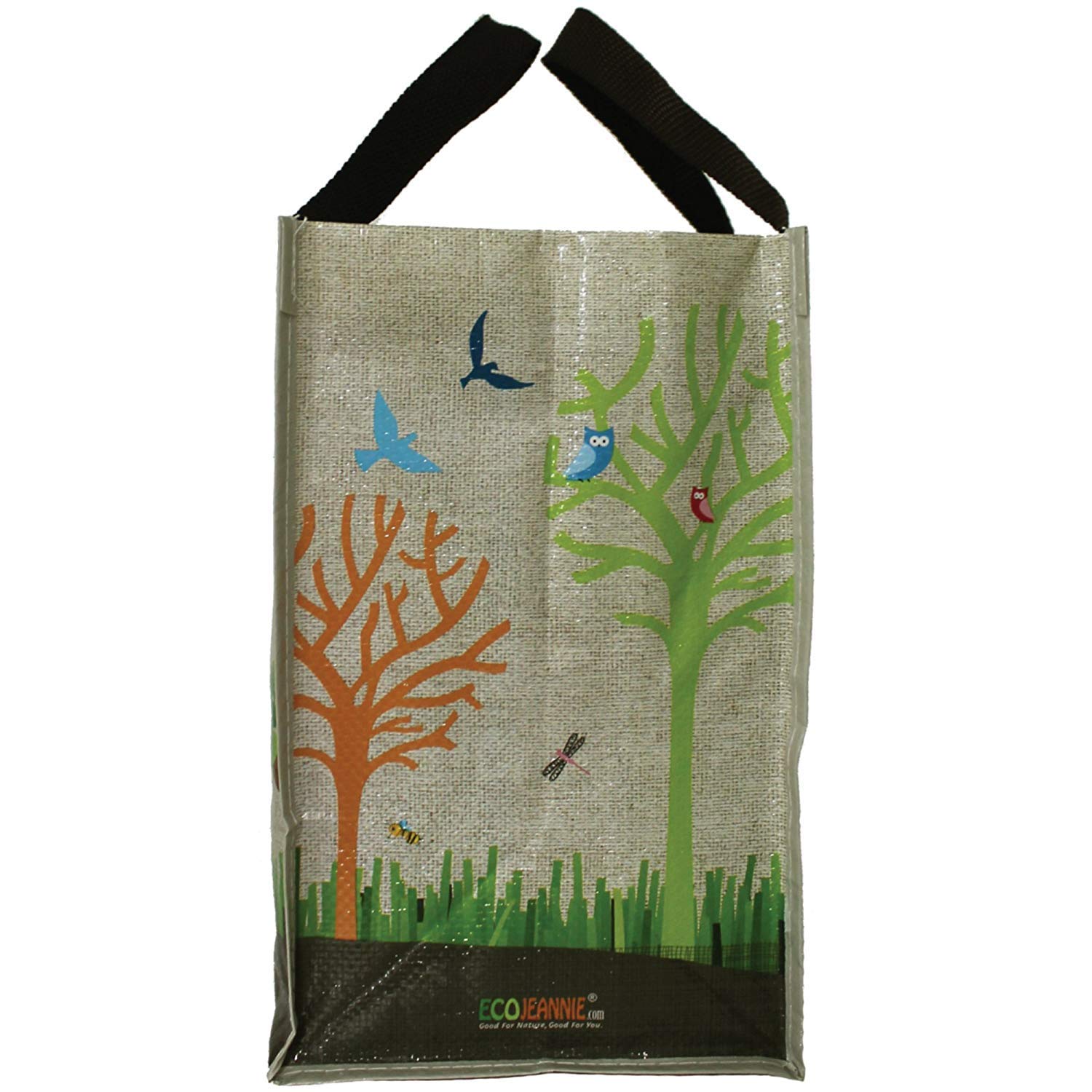 (2 Pack) Ecojeannie Laminated Mini Woven Reusable Grocery Shopping Bags, Made With A Minimum Of 95% Recycled Plastic