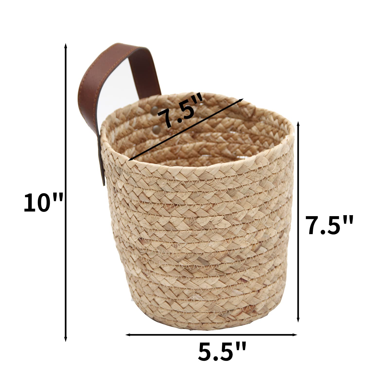 Yrmt Water Hyacinth Hanging Storage Baskets 2 Pack Woven Wall Hanging Baskets For Organizing Flower Plants Boho Decor 7.5'' X 7.