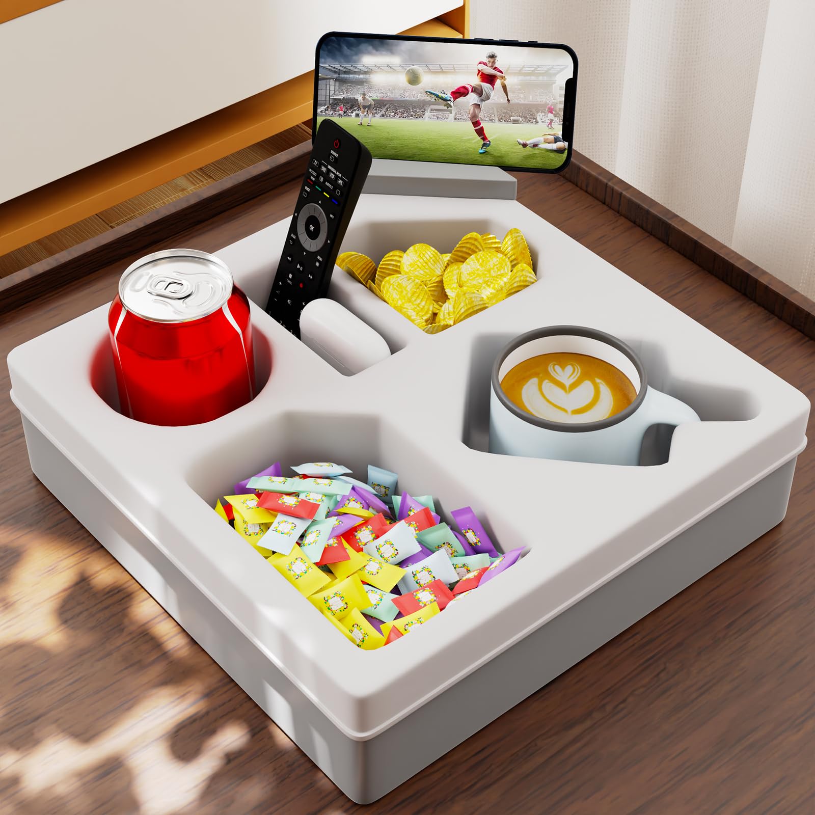 Couch Cup Holder Tray, Non-Slip Silicone Sofa Couch Caddy For Home, Car, And Outdoors, Waterproof Versatile Couch Table Tray For