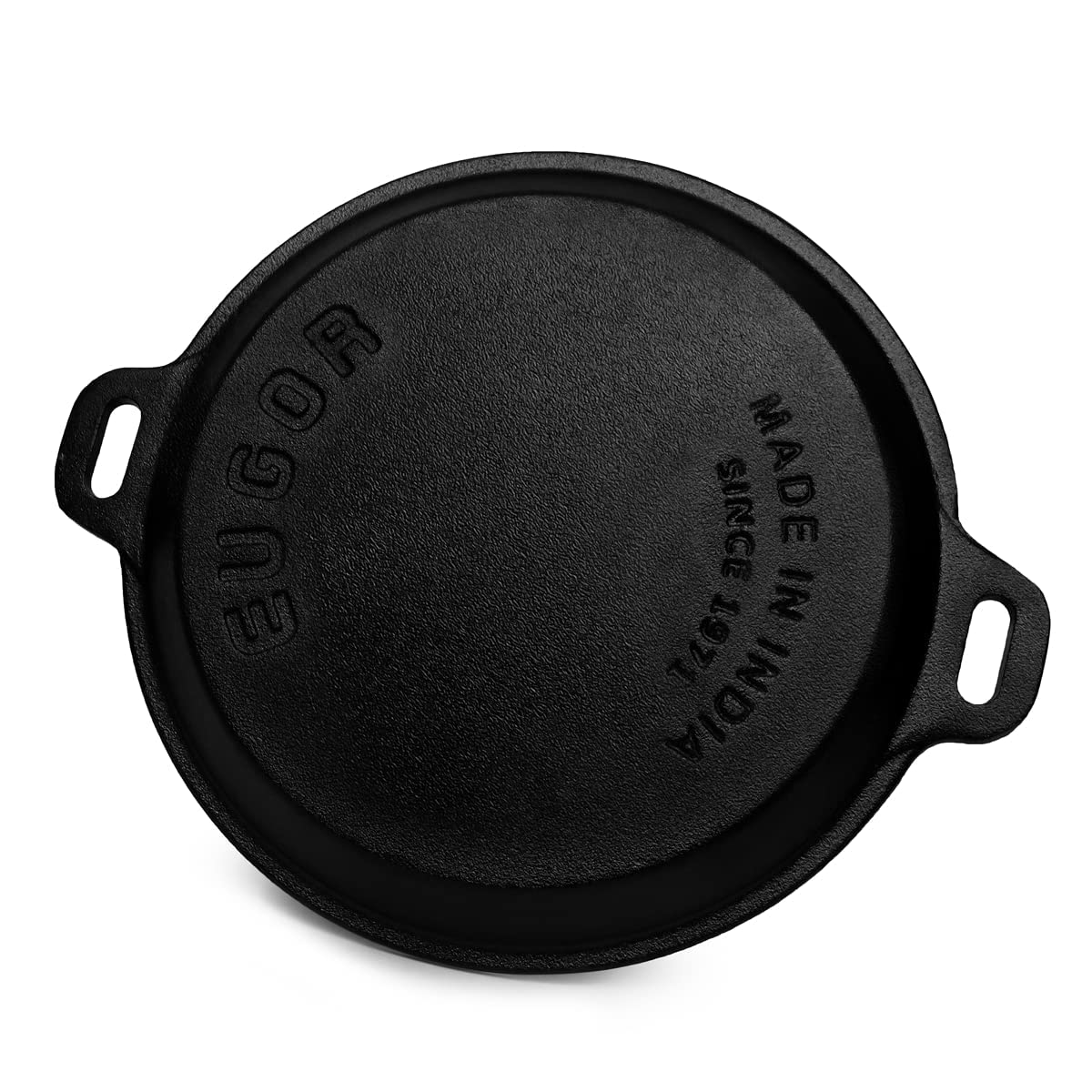 EUGOR Now in India Pre-Seasoned Cast Iron 9 Inch Frying Pan with Toughened Glass Lid