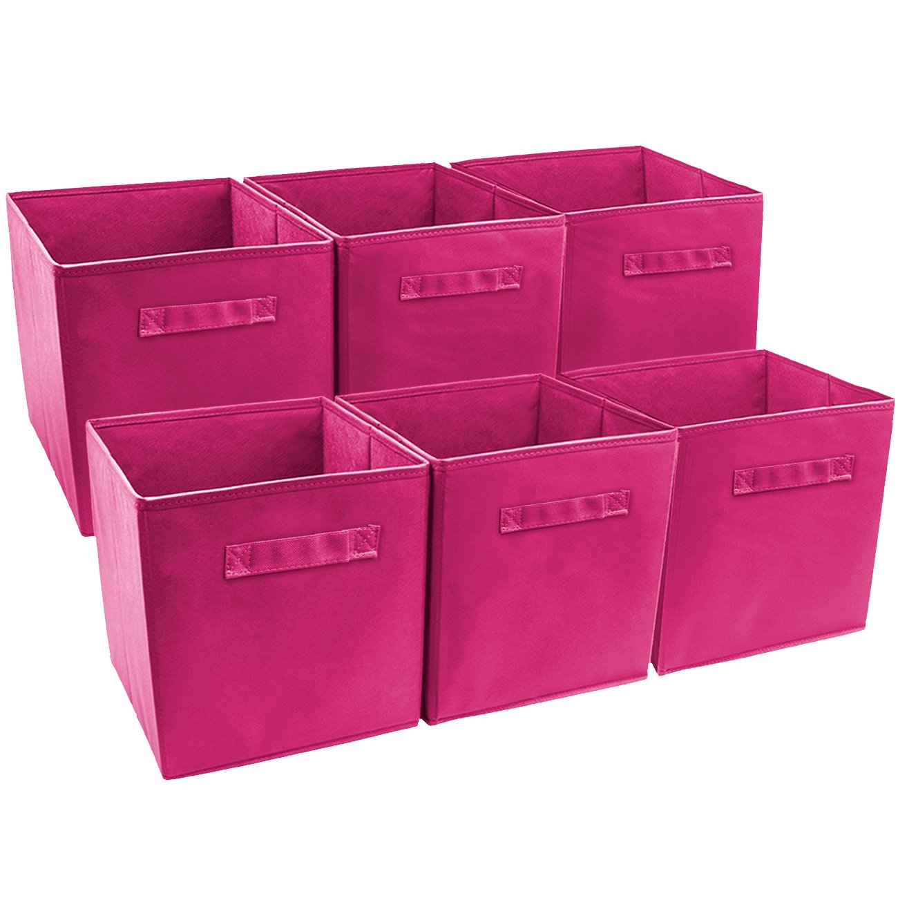 Sorbus Foldable Storage Cube Basket Bin (6 Pack, Pink)