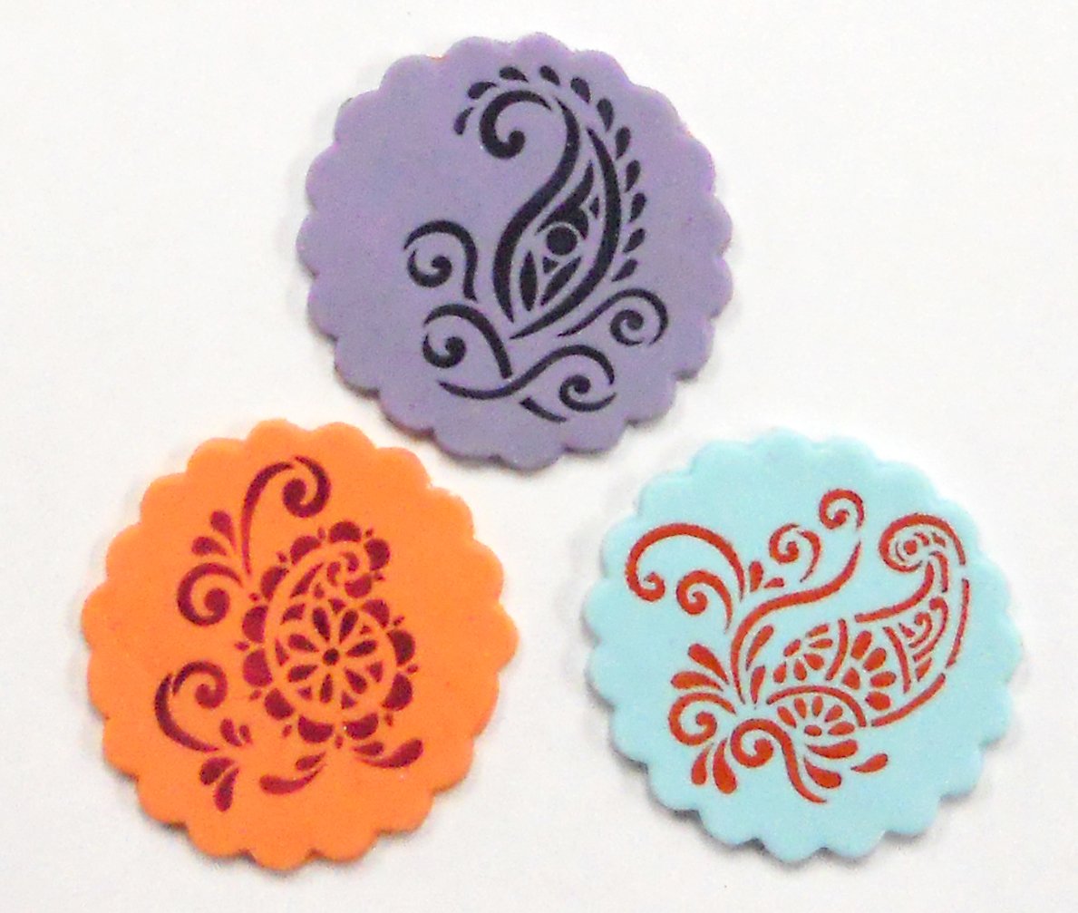 Designer Stencils Silk Paisley Set Stencil, Fits 3 Inch Cookie, Beige/Semi-Transparent