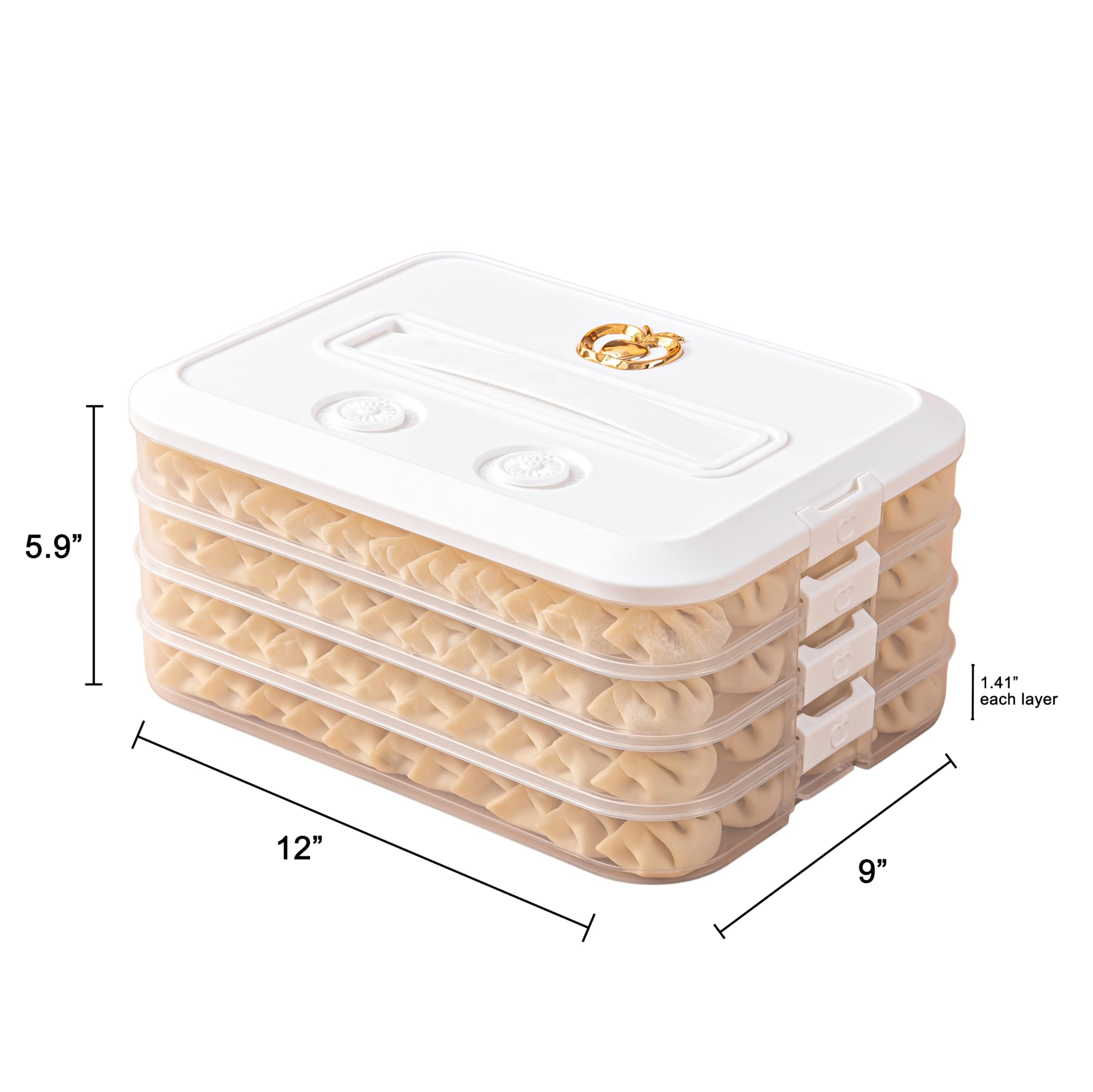 Loez 4-Layer Food Storage Container, Stackable Snack Container With Lid, Dumpling Box, Gyoza Container, Cookie Storage Container