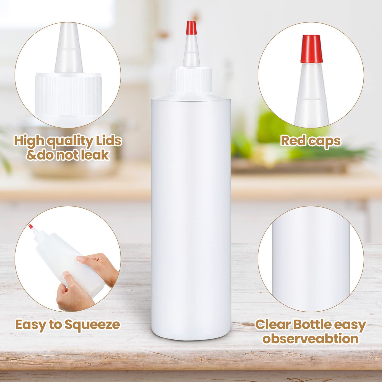 Irenare 30 Pack 16 Oz Plastic Condiment Squeeze Bottles For Sauces Empty Squirt Bottle With Top Cap Ketchup Squeeze Bottle For C