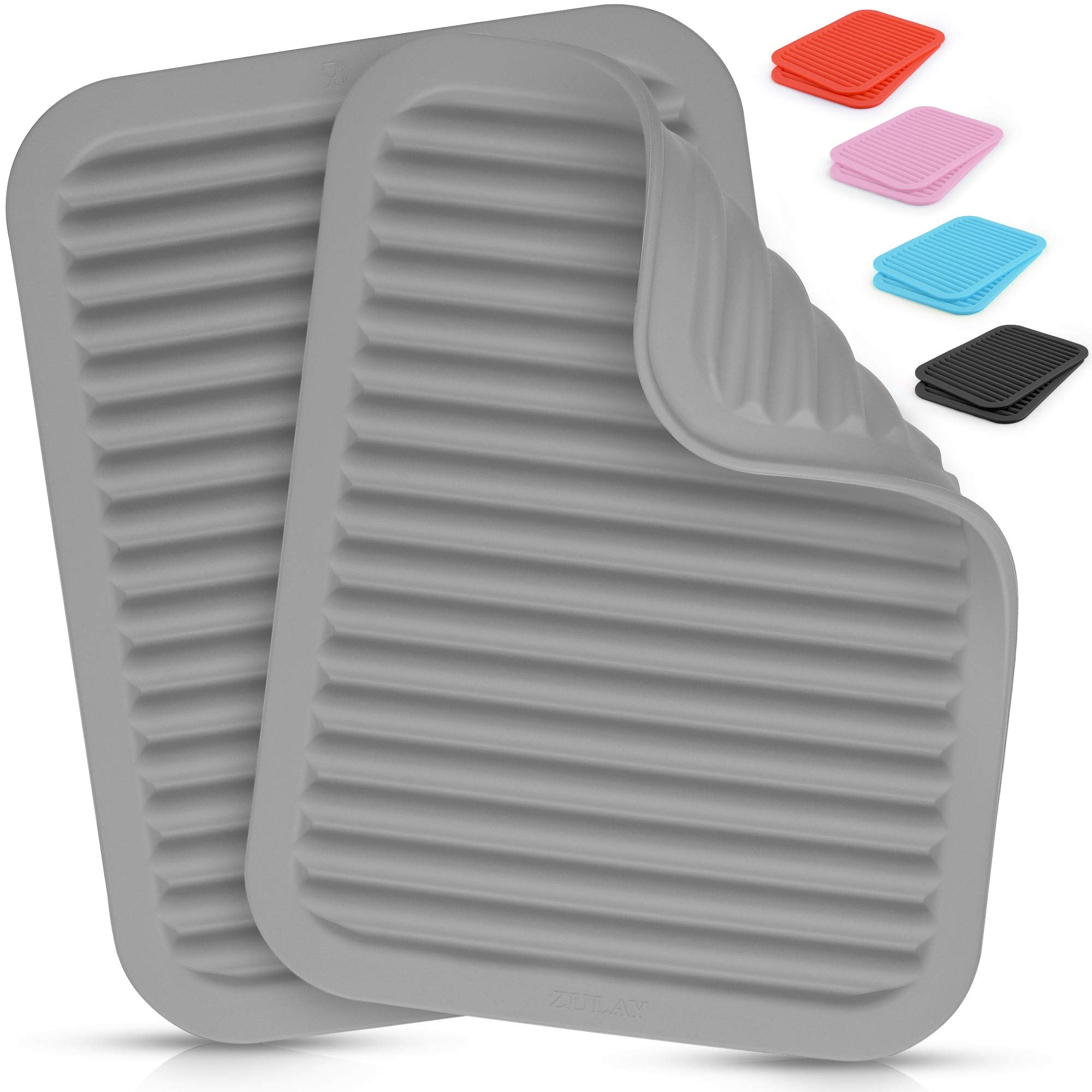 Zulay 2 Pack (9X12) Silicone Trivets For Hot Pots And Pans - Multi-Purpose & Versatile Trivet Mat - Heat Resistant Silicone Triv