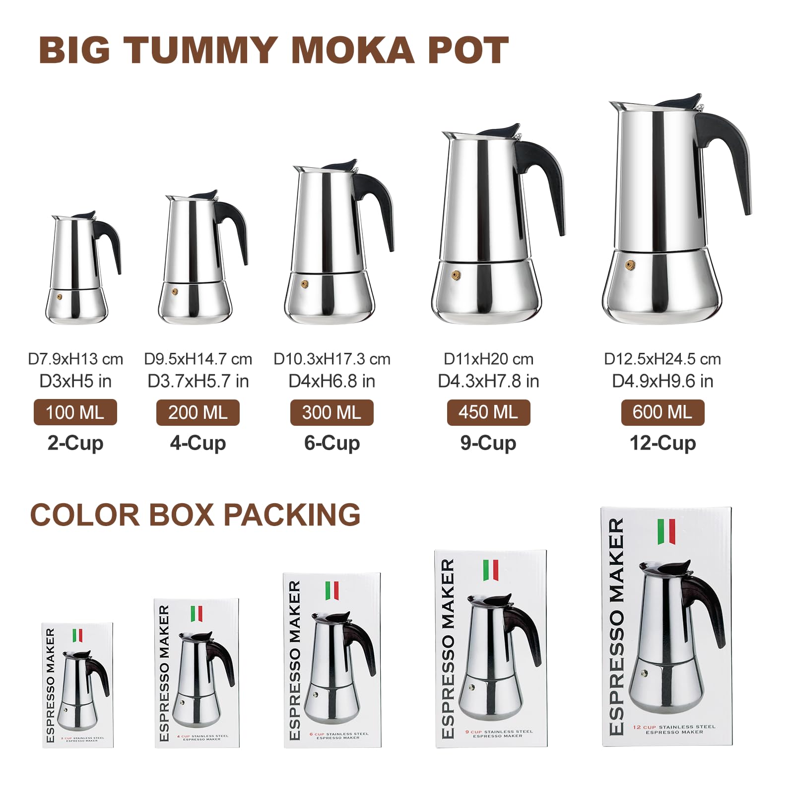 Ditosh 4 Cup 200 Ml 6.6 Oz Stovetop Espresso Maker Stainless Steel Moka Pot Espresso Maker Percolator Italian Coffee Maker Capab