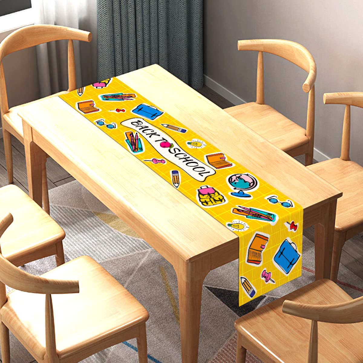 Sunwer Welcome Back To School Table Runner First Day Of School Party Indoor Outdoor Table Cover Decoration Home Kitchen Dining R