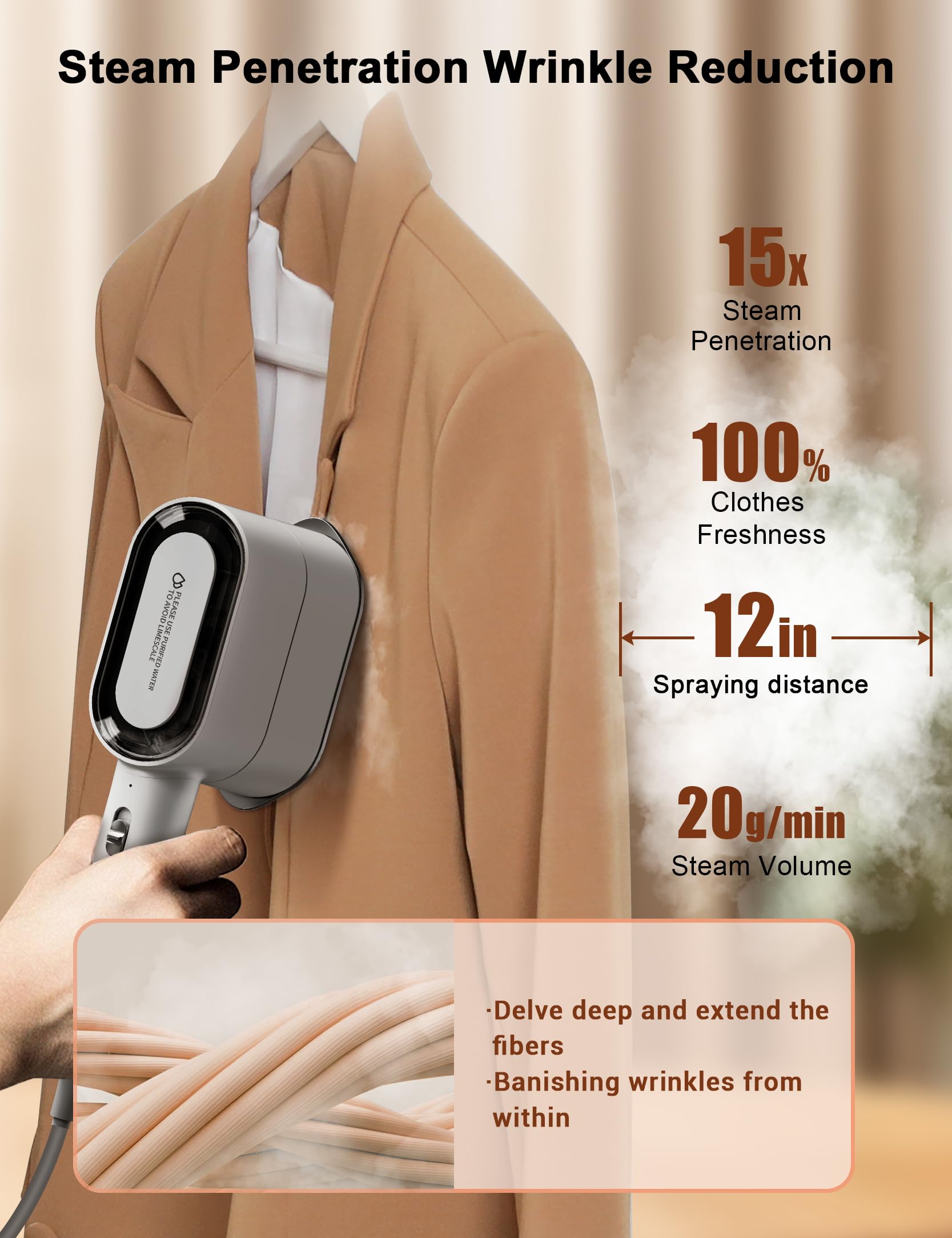 Kopbeau Steamer For Clothes,2-In-1 Clothes Steamer & Iron For Wrinkles Remover,Ntc Precision Ironing Protects Clothes,14 Min Of