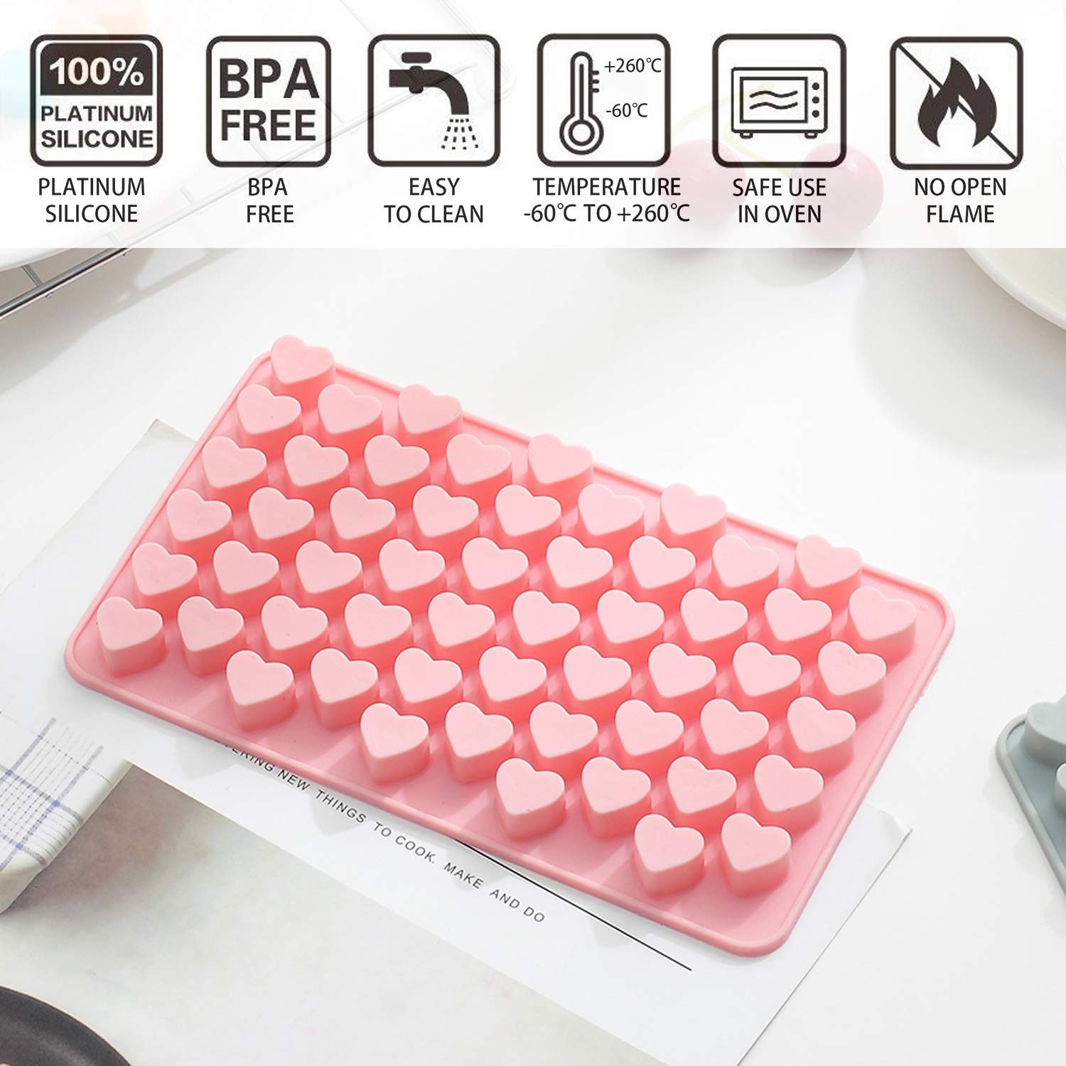 Verdental Small Heart Shaped Silicone Candy Mold Set - Non-Stick Decorative Cake Molds For Chocolate, Gummies, Ice, Sugar Cubes,