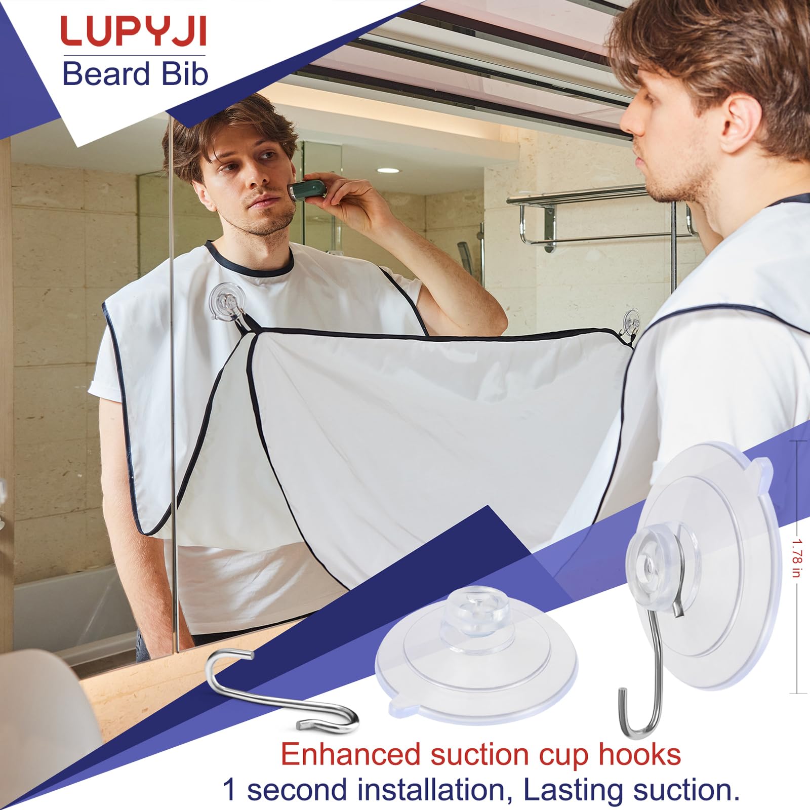 Lupyji Beard Bib Apron, Adjustable Hair Catcher For Shaving Non-Stick Shave Cape Grooming Accessories, Christmas Gift For Dad (W