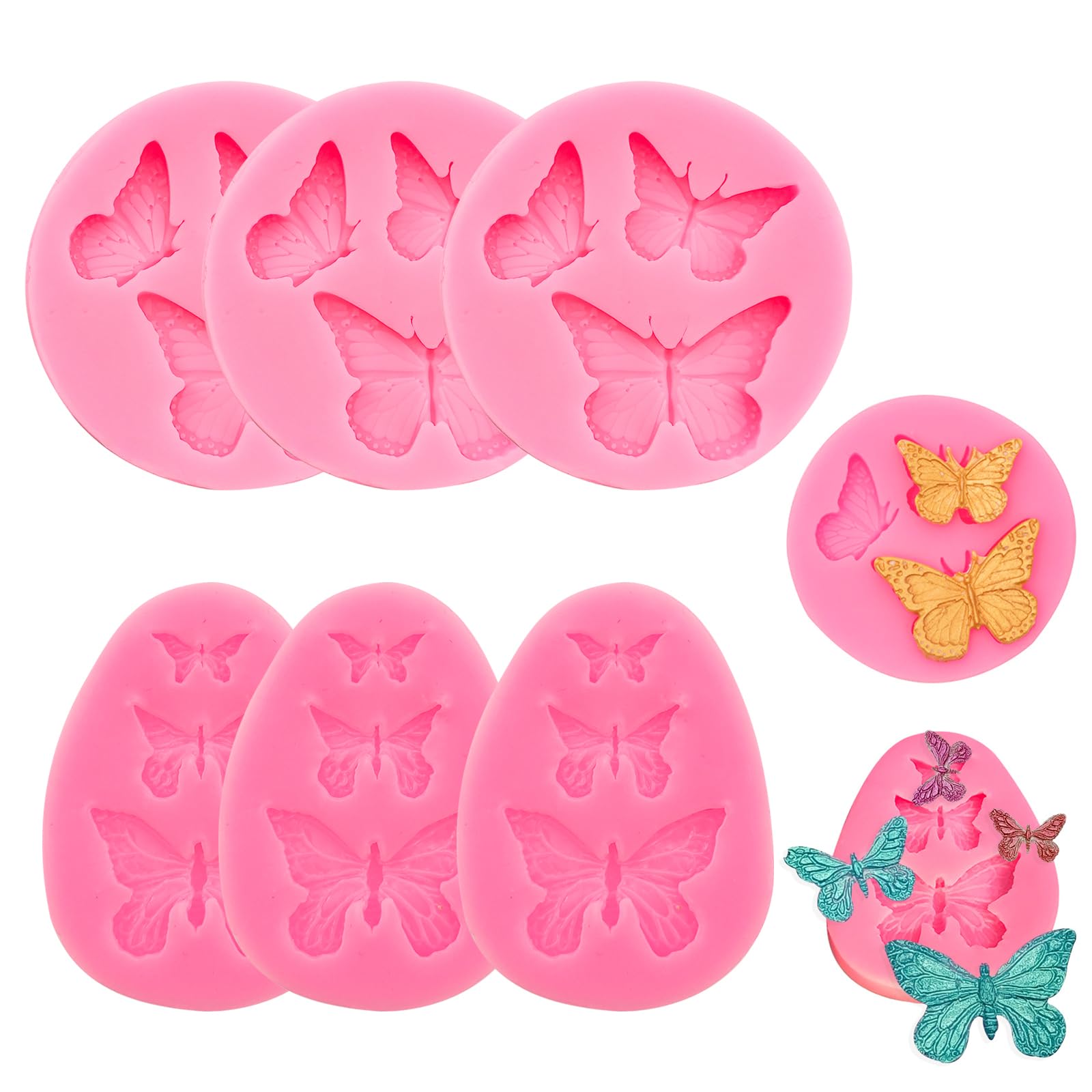 6PCS Mini Butterfly Silicone Molds, Butterfly Fondant Cake Baking Mold, Cupcake Decoration Tool Chocolate Trays for Homemade Cak