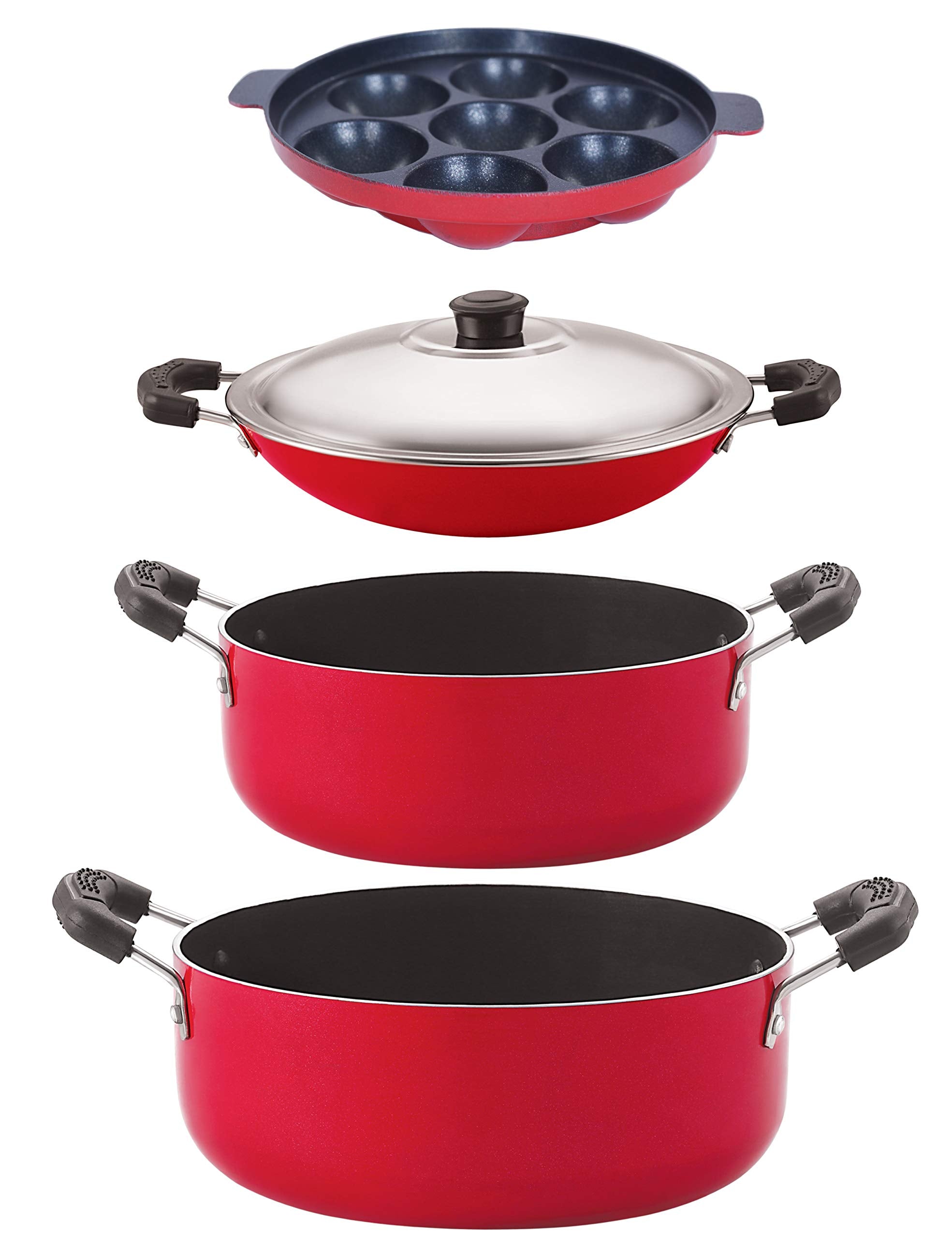 Nirlon NonStick Aluminium Heat Resistance Cookware Set With Bakelite Handle, Gas Compatible (Ac_Cs20_Ap7_Cs24)