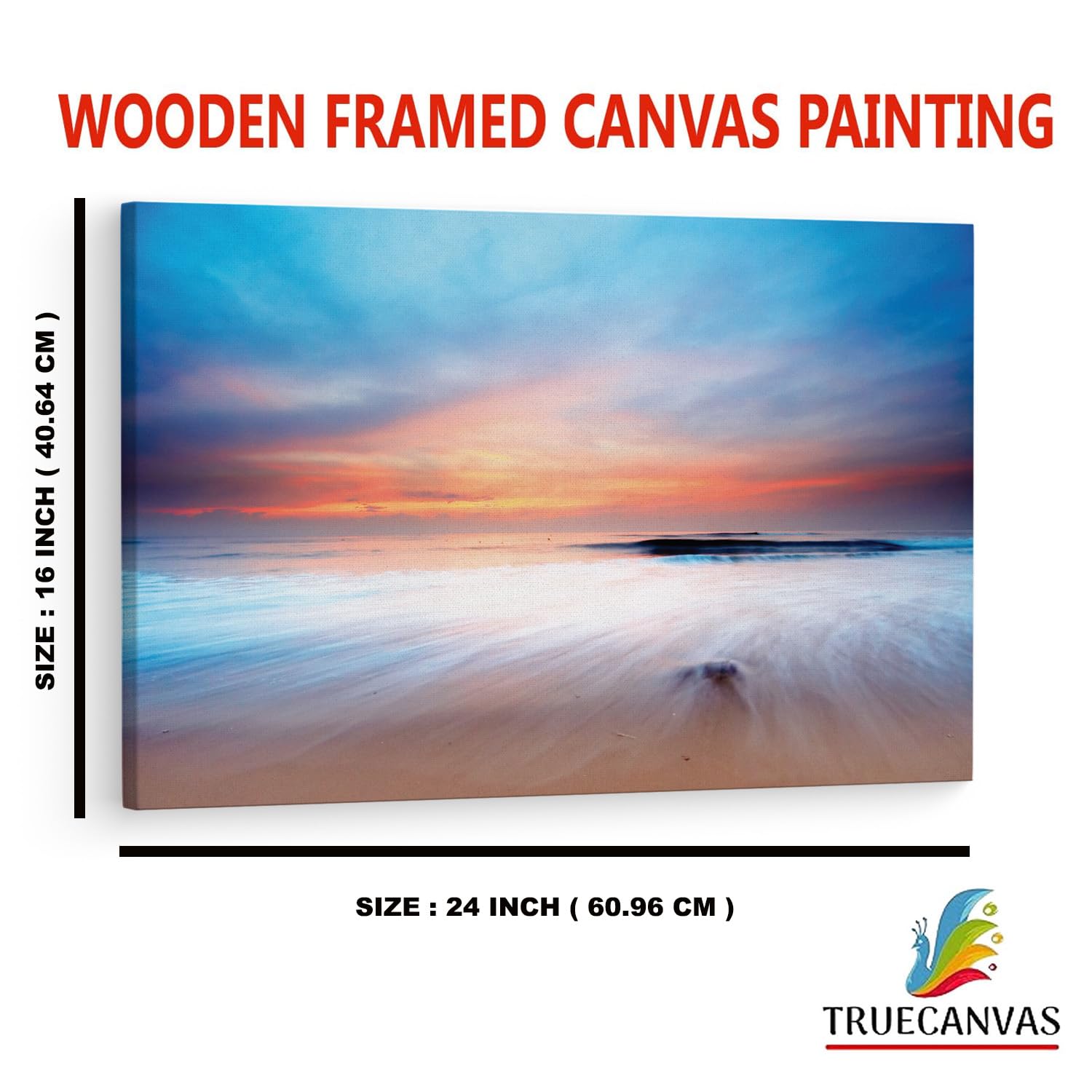 TRUECANVAS Mac Beach Sunrise, Wooden Framed Canvas Paintings for Home Decor | Bedroom, Living Room,Wall Decoration | Wall Art Pa