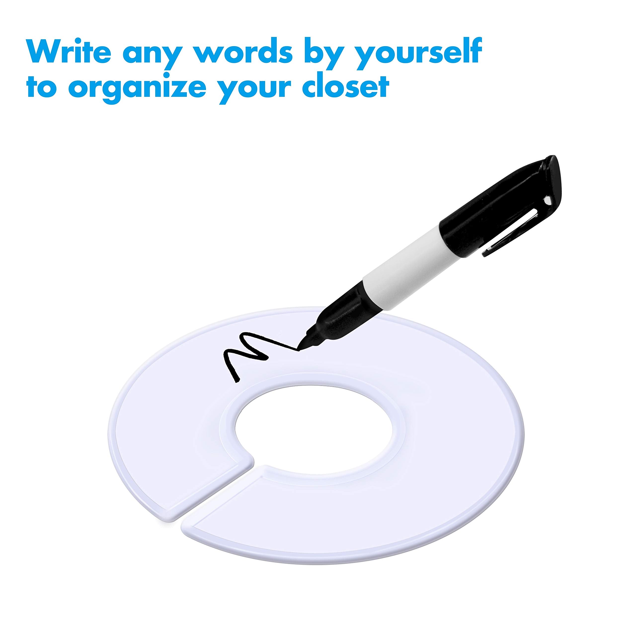 30 Pack White Round Clothing Size Closet Rack Dividers Hangers with 1 Bonus Marker (Outer 3.5?  Inner 1.38? in Diameter)