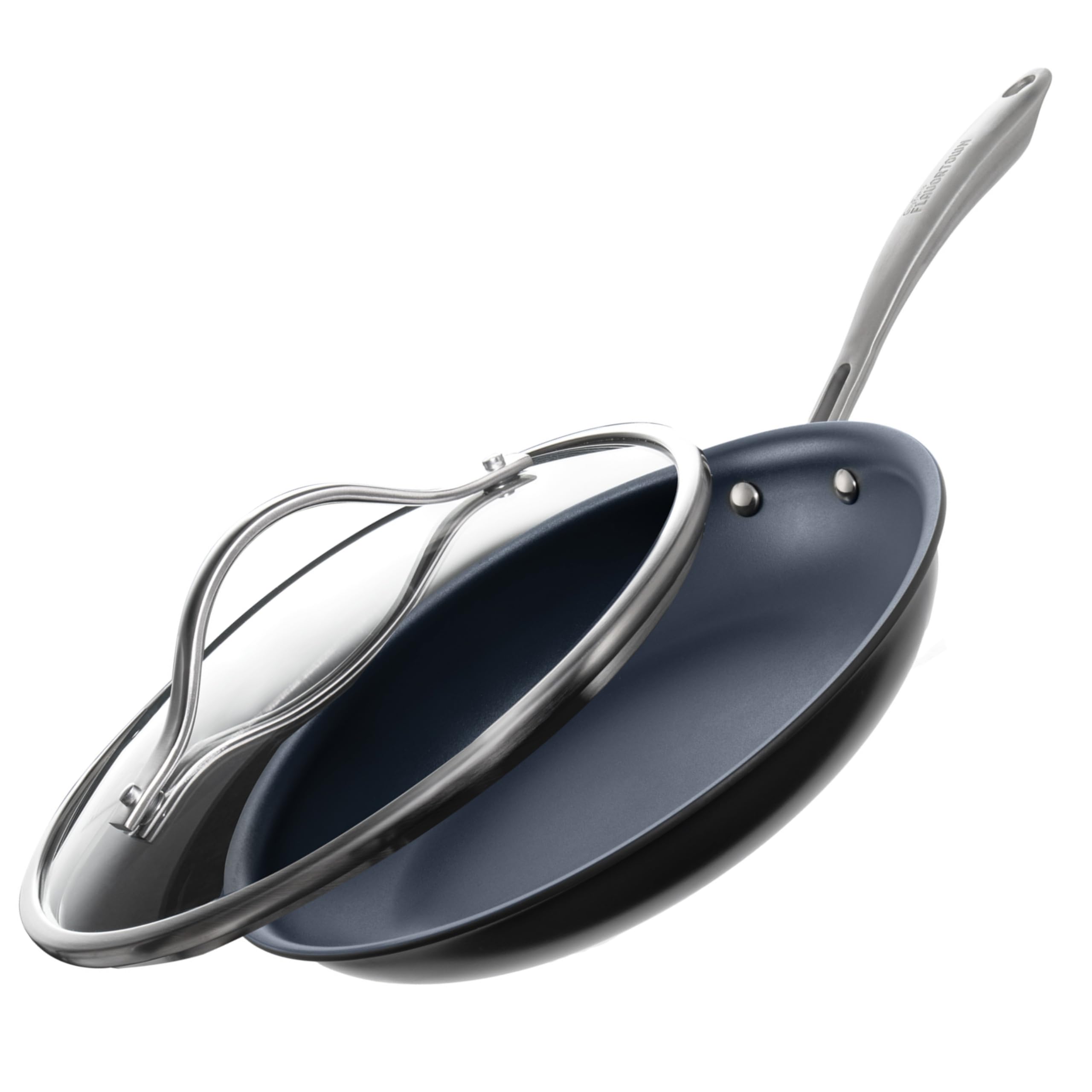 Guy FieriS Flavortown Laser Titanium 12 Fry Pan With Lid - Non-Stick Cookware Without Pfas, Ptfe, Or Pfoa, 3X More Durable, Dis