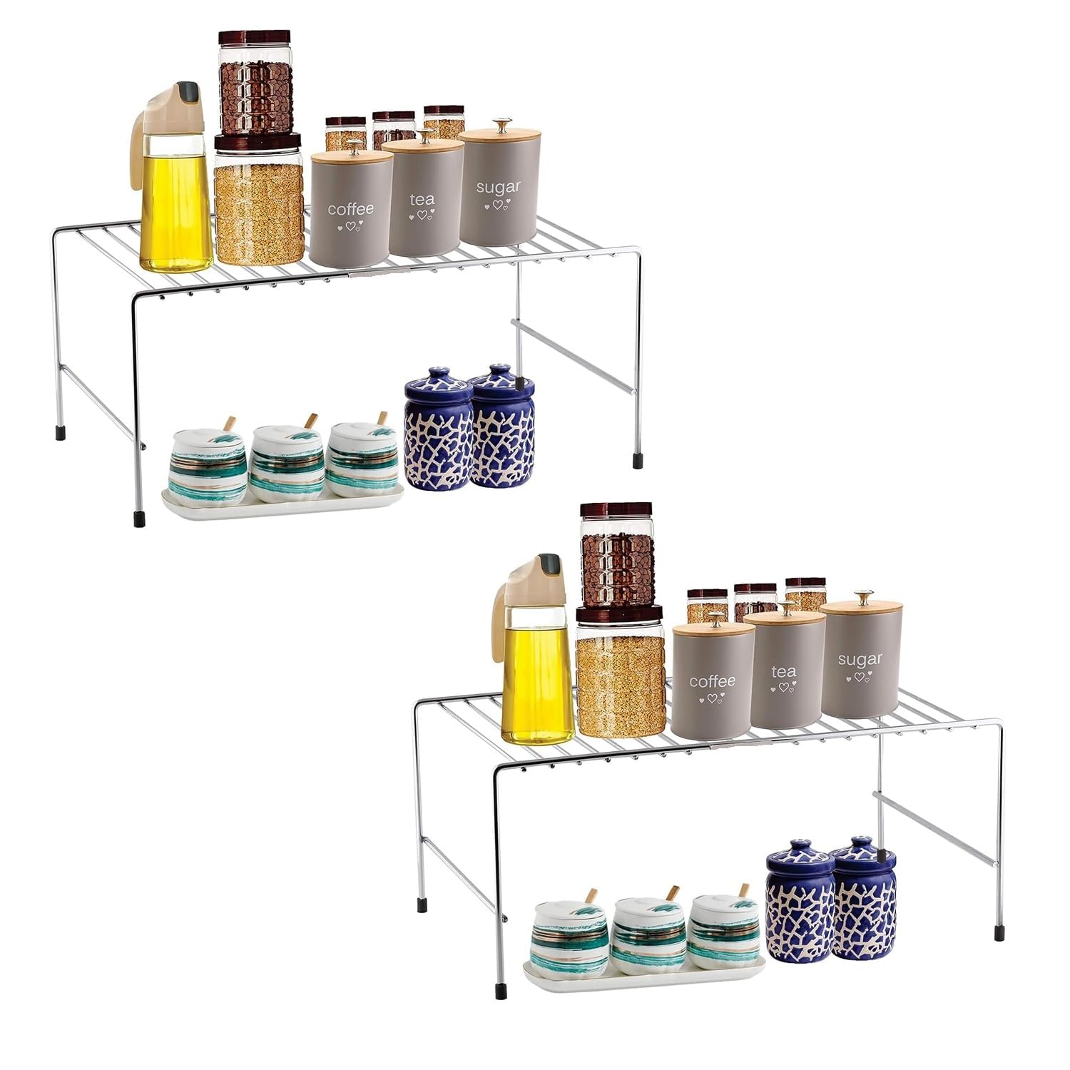 Chhaap Stainless Steel Under Cabinet Kitchen Dish Rack Expandable Storage Floating Shelves For Kitchen Multipurpose Organizer Wi