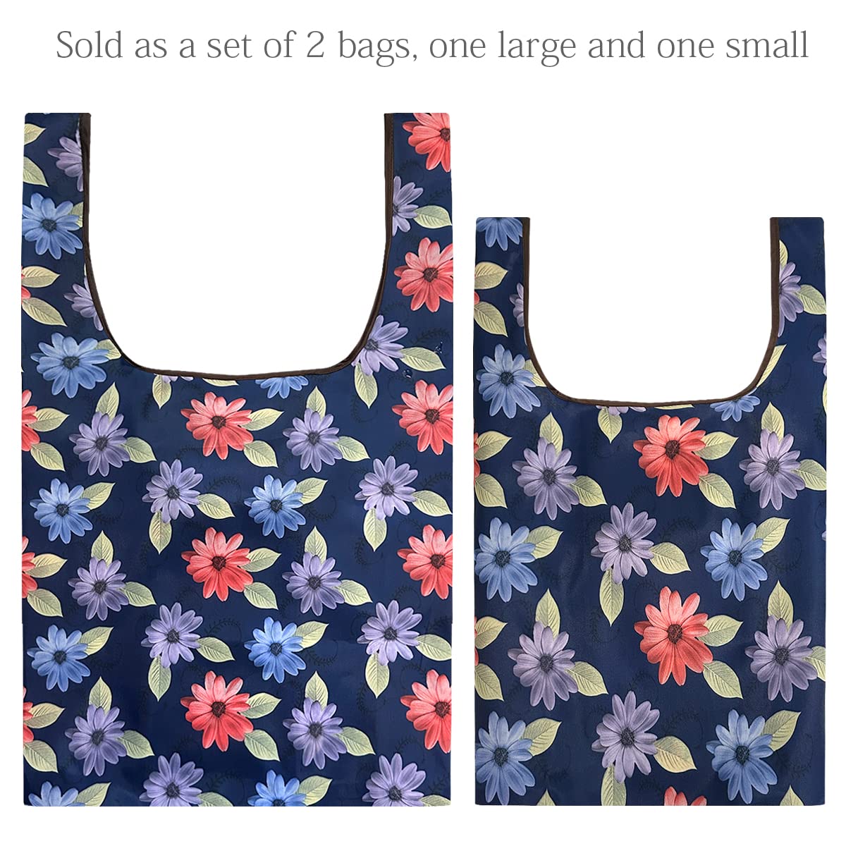 Wrapables Jolibag Collection Reusable Shopping Bag (Set Of 2), Colorful Daisies