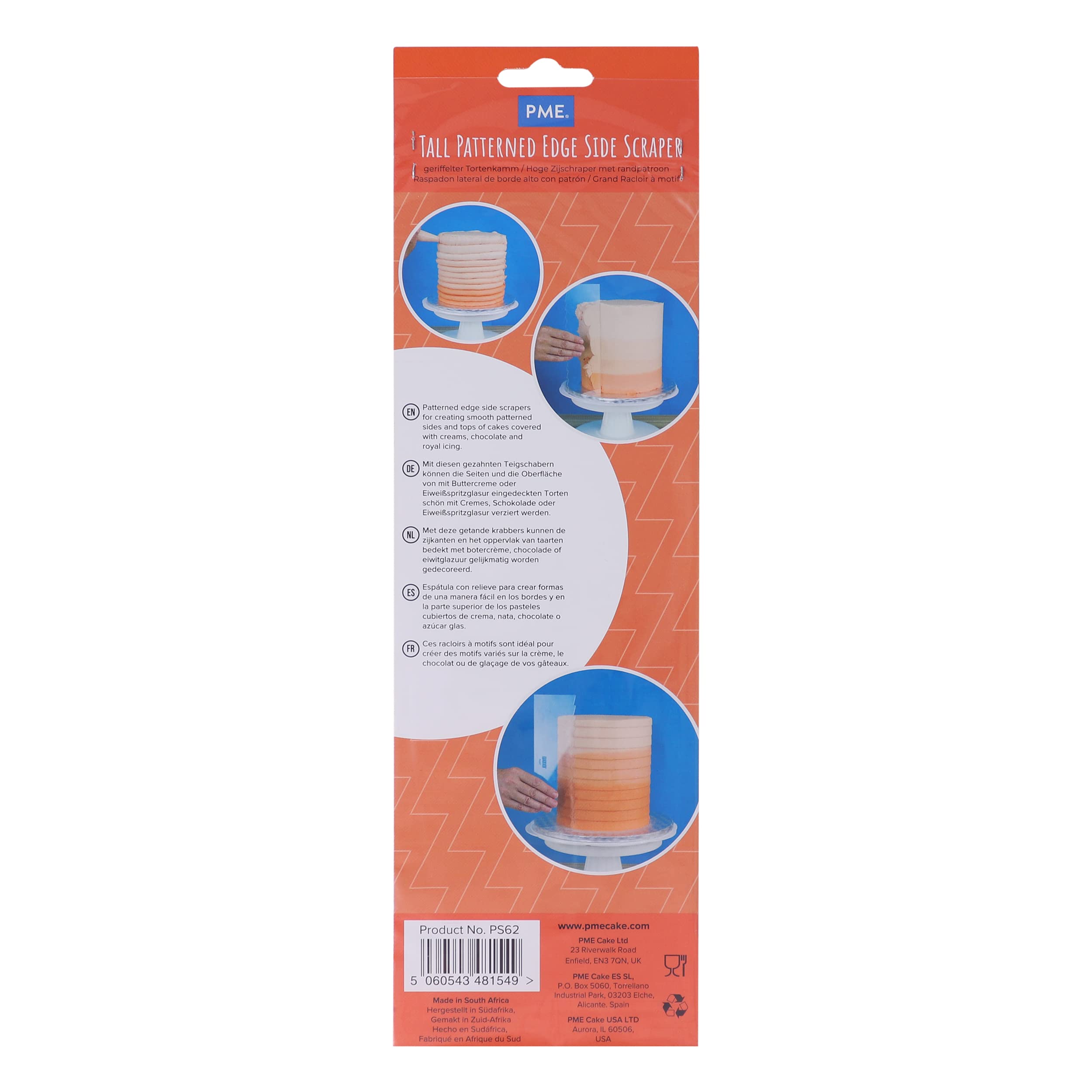Pme Pleat Patterned Side Scraper For Cake Decorating-10 Inches, Acrylic,