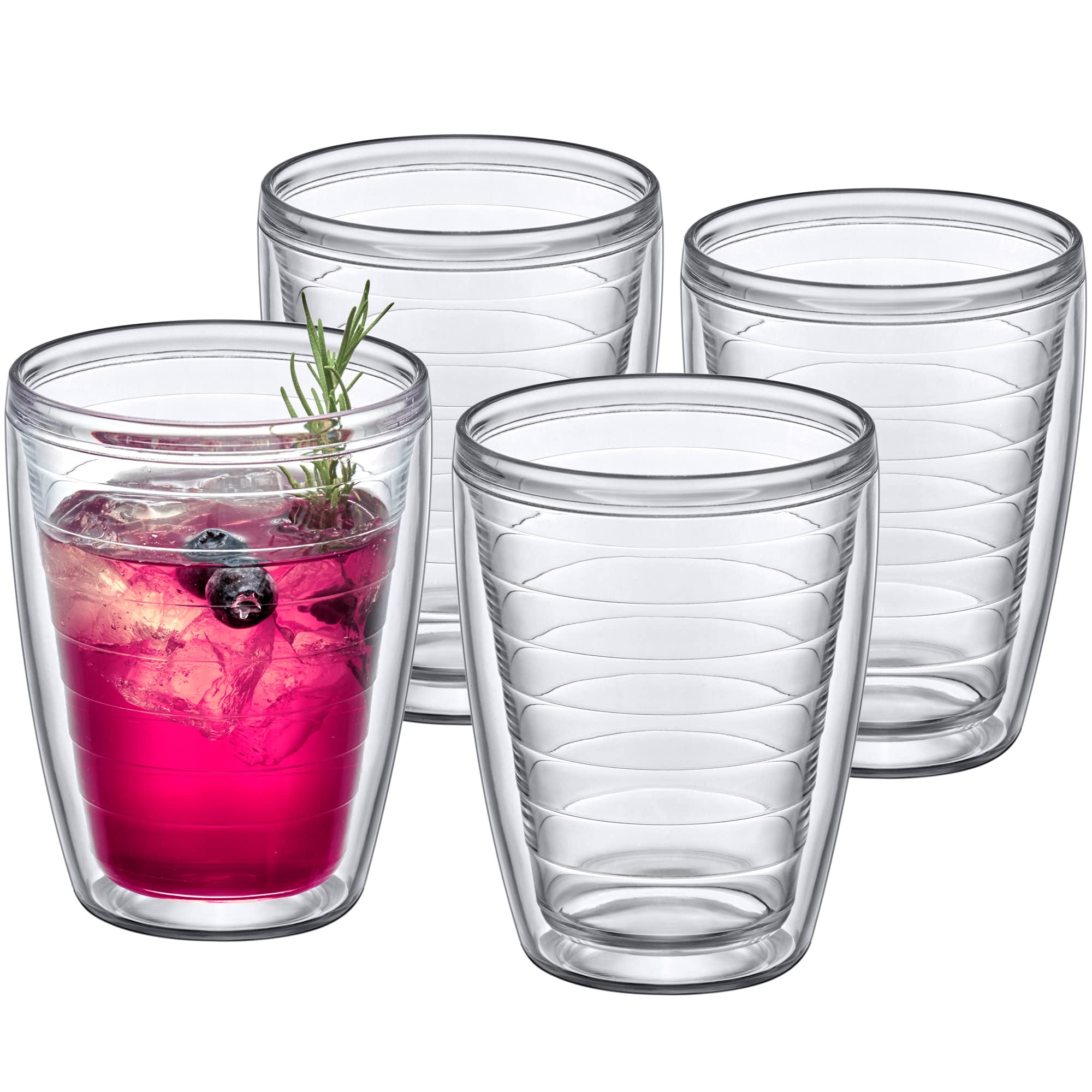 Amazing Abby - Alaska - 16-Ounce Insulated Plastic Tumblers (Set Of 4), Double-Wall Plastic Drinking Glasses, All-Clear Reusable