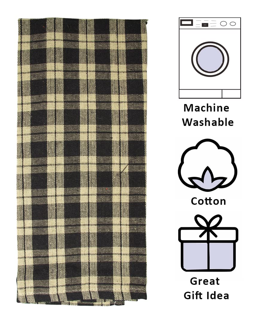 Fillurbasket Black Farmhouse Kitchen Towels Set Of 3 Striped Buffalo Checked Plaid Dish Towels Black And Tan Towels For Decor Di