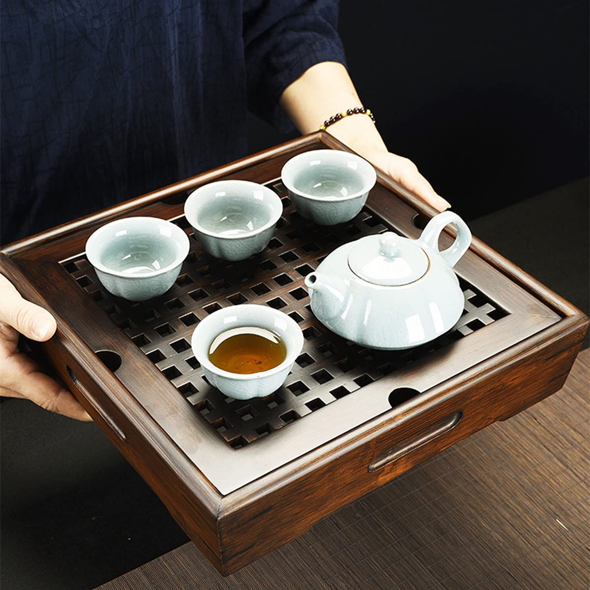 Bamboo Chinese Gongfu Tea Tray Table Box With Water Storage For Kungfu Tea Set