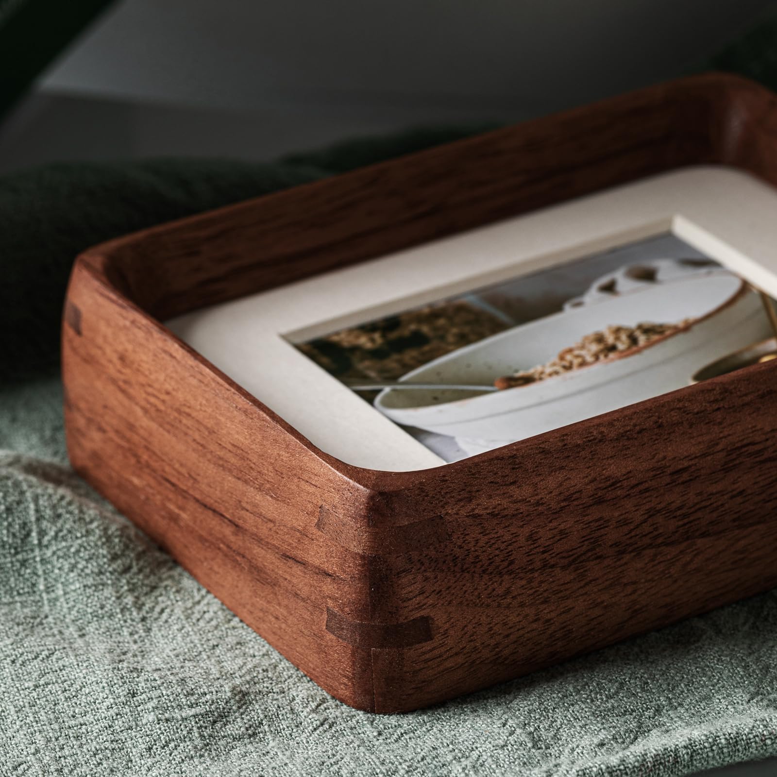 Youncewooder 3x4 Picture Frame with 2x3 Mat - Natural Walnut Wood small Rustic Frame, Wall & Tabletop Display for Family Photos