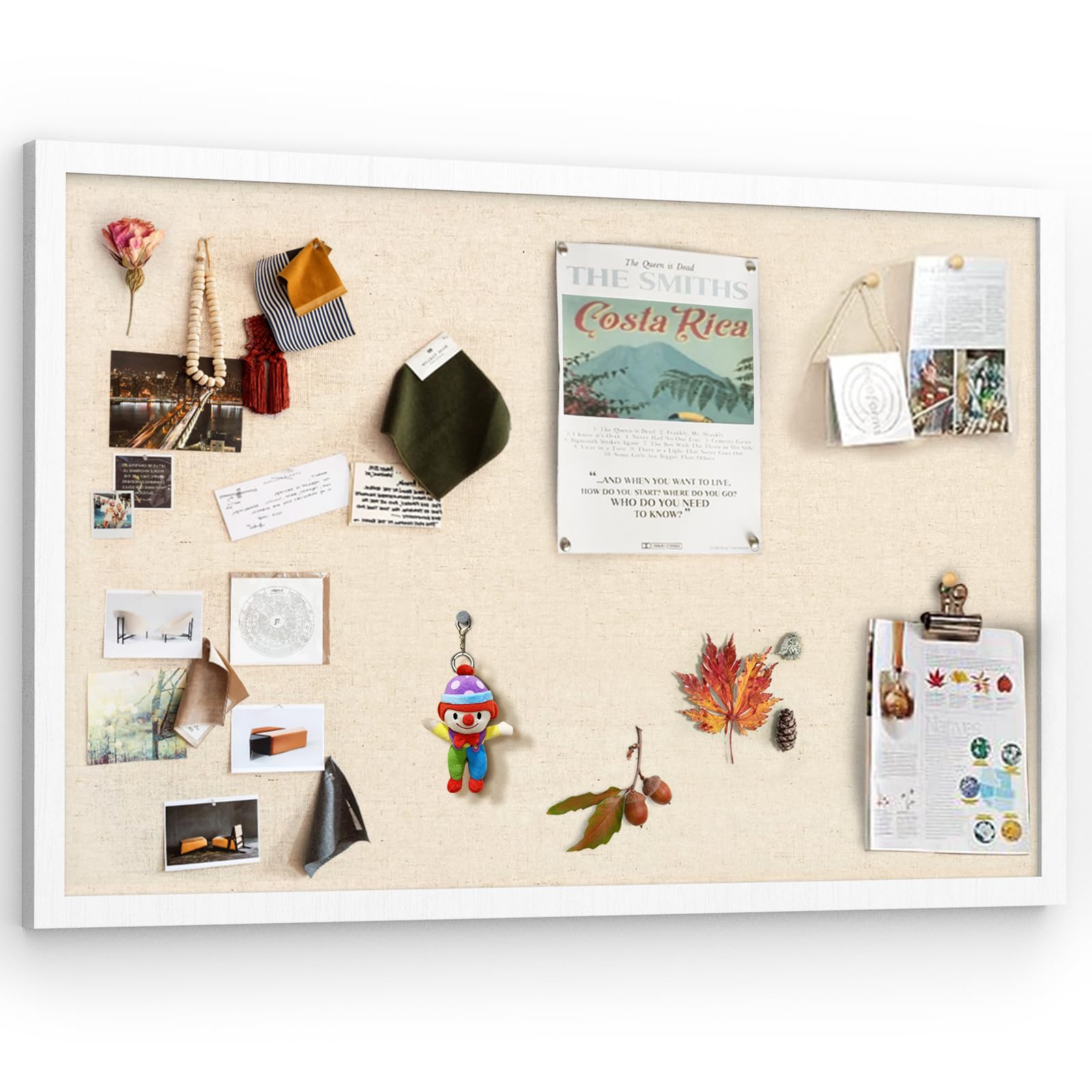 Miratino Large Bulletin Board 30X20 Inch With Linen Cork Boards Wall Decor Hanging Pin Wood Framed Display Bulletin Cork Photo P