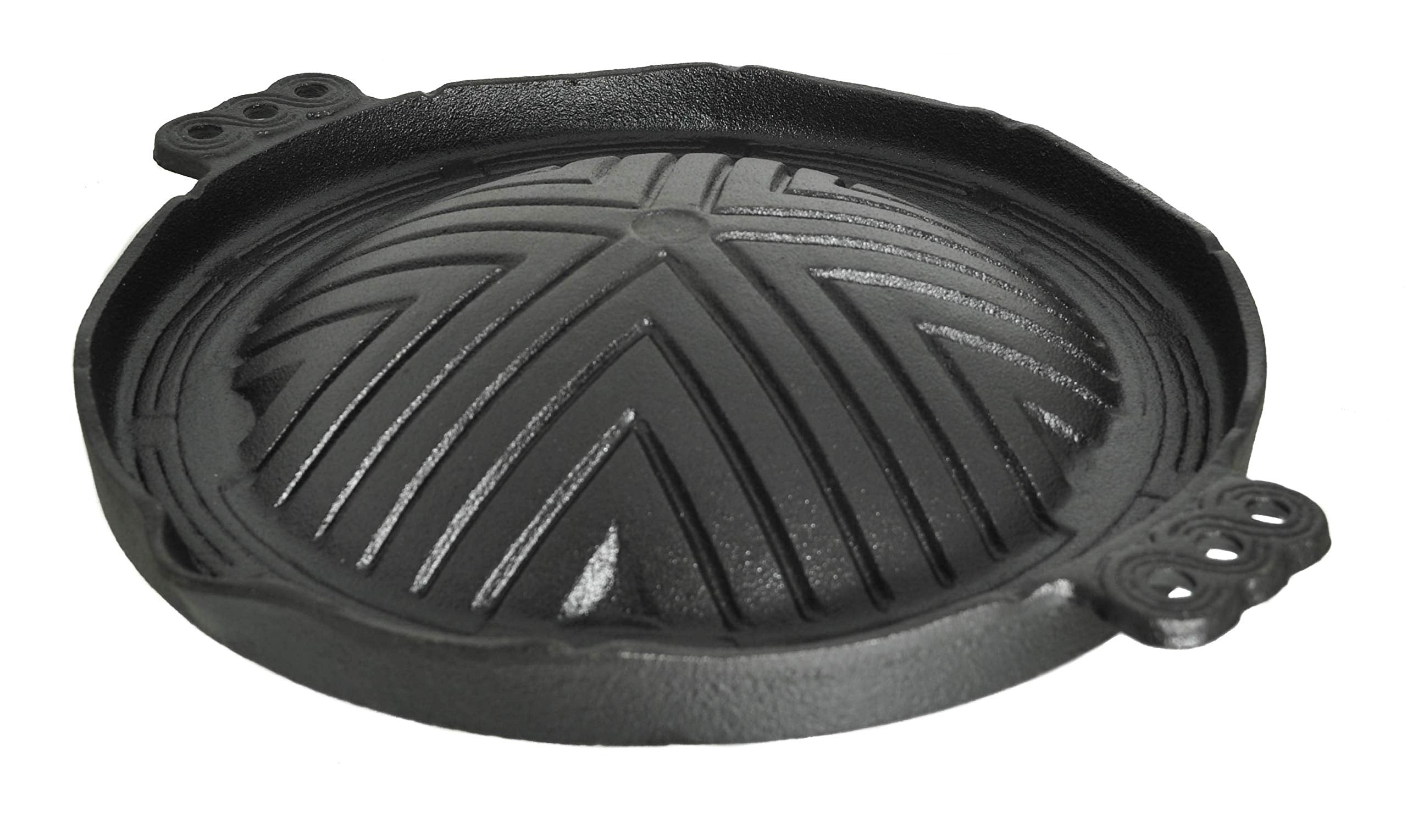 M.V. Trading Korean Traditional Cast Iron Mongolian BBQ Grill Pan Stovetop, 10 Inches x 2 Inches (25cm)