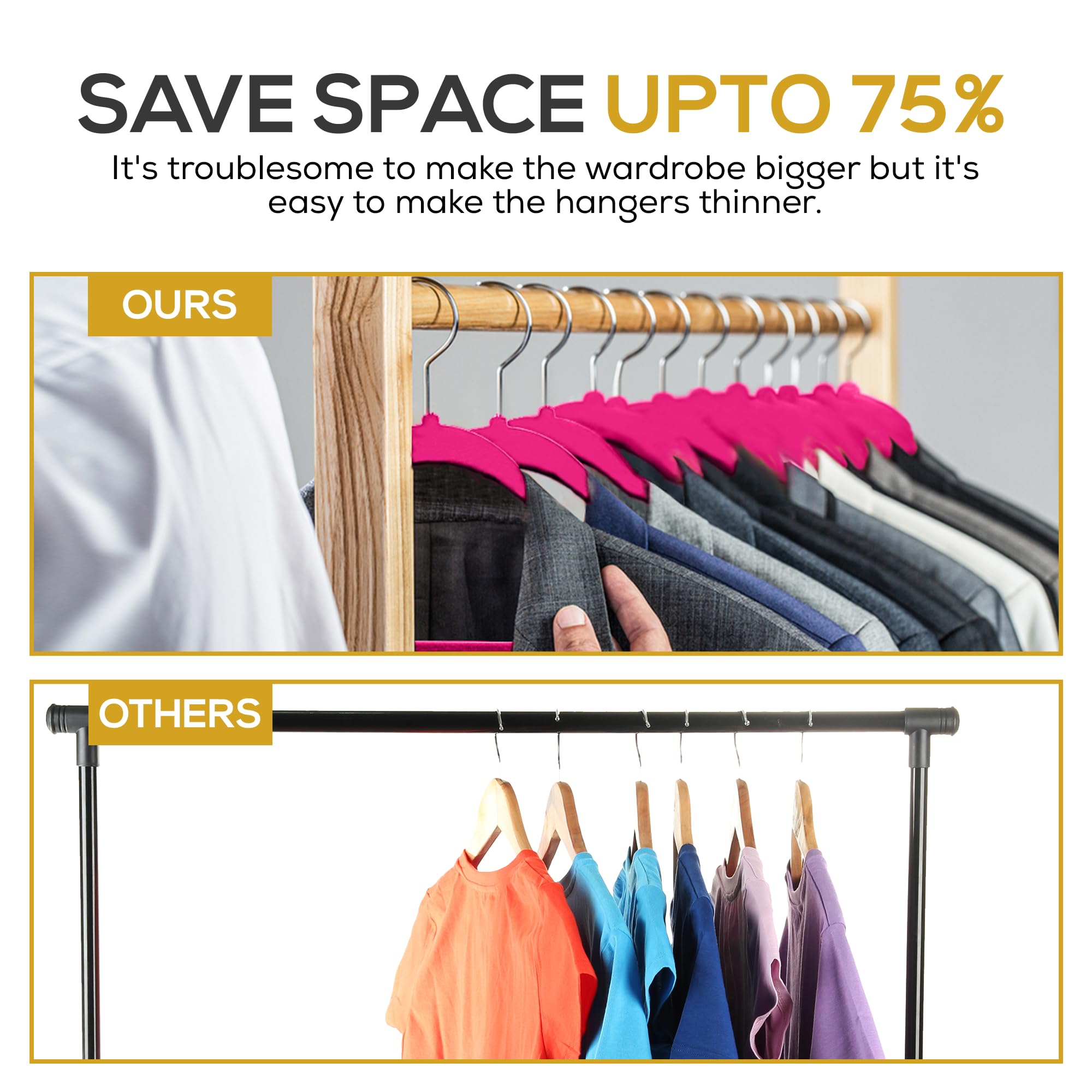 New Premium Quality Velvet Hanger (Set Of 50) - Ultra -Thin No Slip Velvet Suit Hangers - Swivel Rose Gold Hooks, Stronger Than
