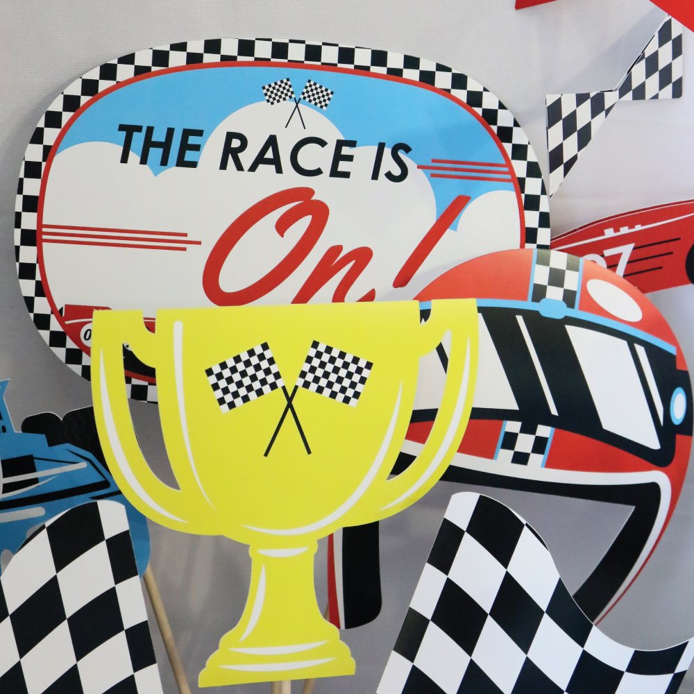 Big Dot of Happiness Lets Go Racing - Racecar - Baby Shower or Race Car Birthday Party Photo Booth Props Kit - 20 Count