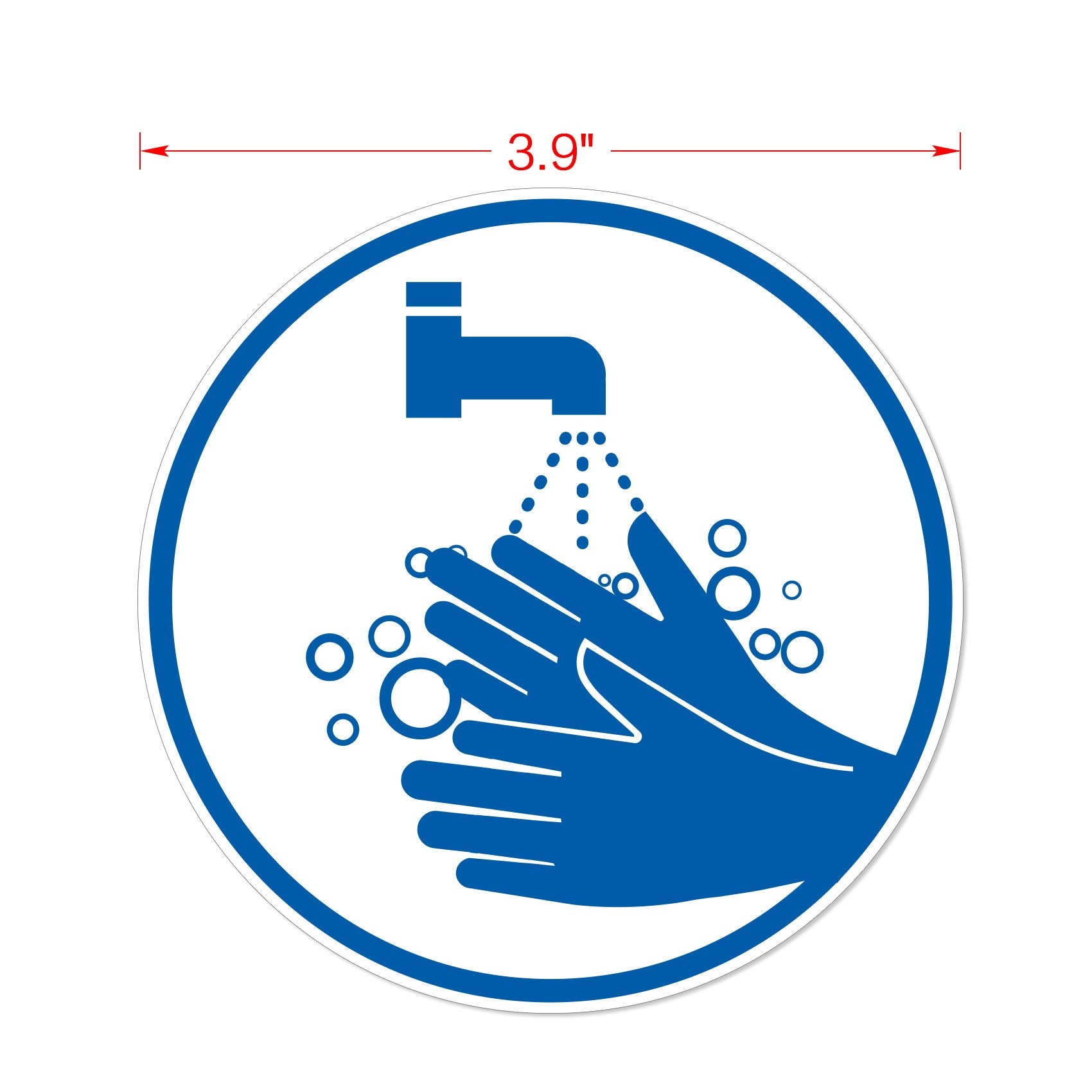 dealzEpic - Wash Hands/Hand-washing Sign Sticker - Self Adhesive Peel and Stick Waterproof Warning Vinyl Decal - 3.94 inches in Diameter | Pack of 4 Pcs