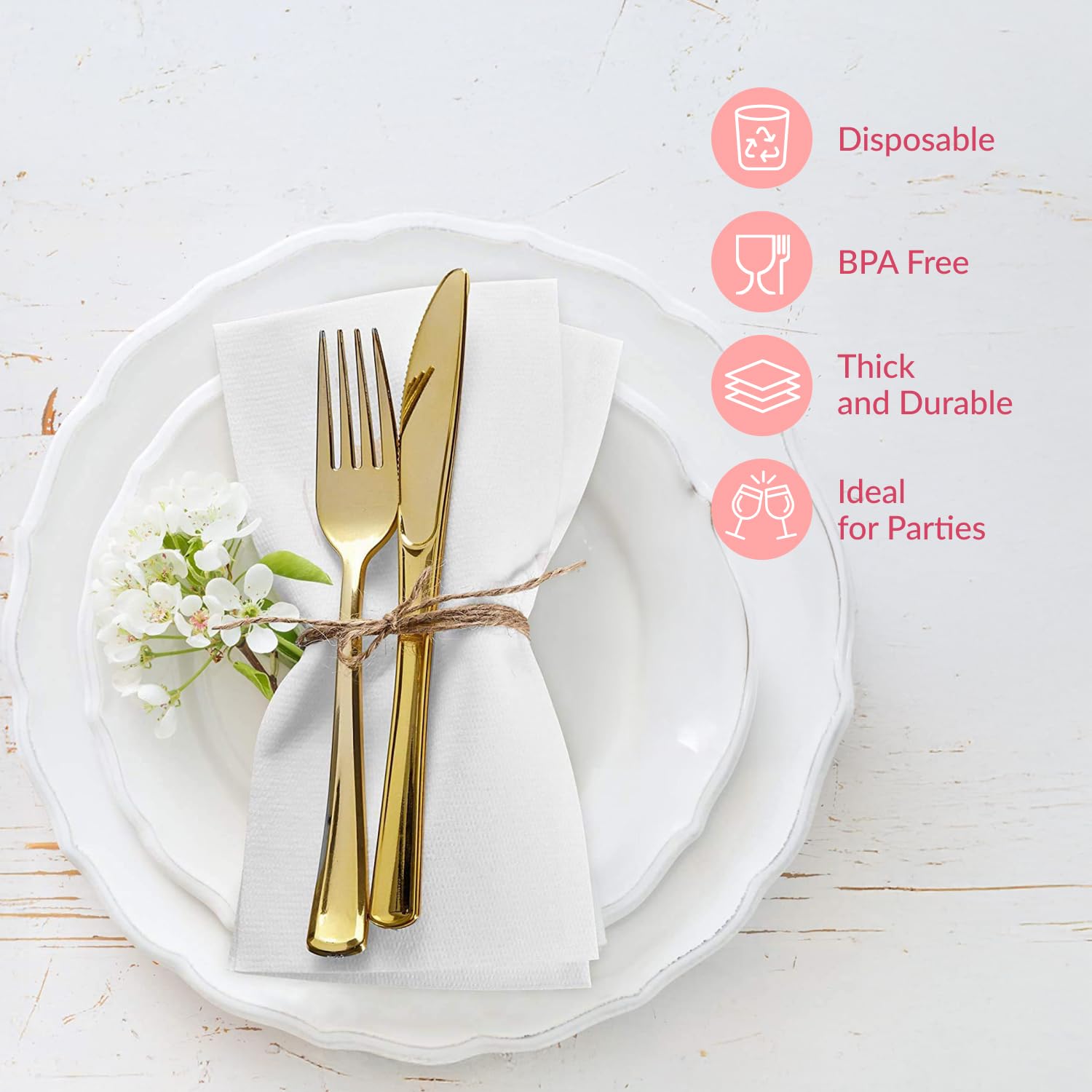 Prestee 50 Linen Feel Disposable Napkins For Bathroom, Weddings, Parties, And Dinners