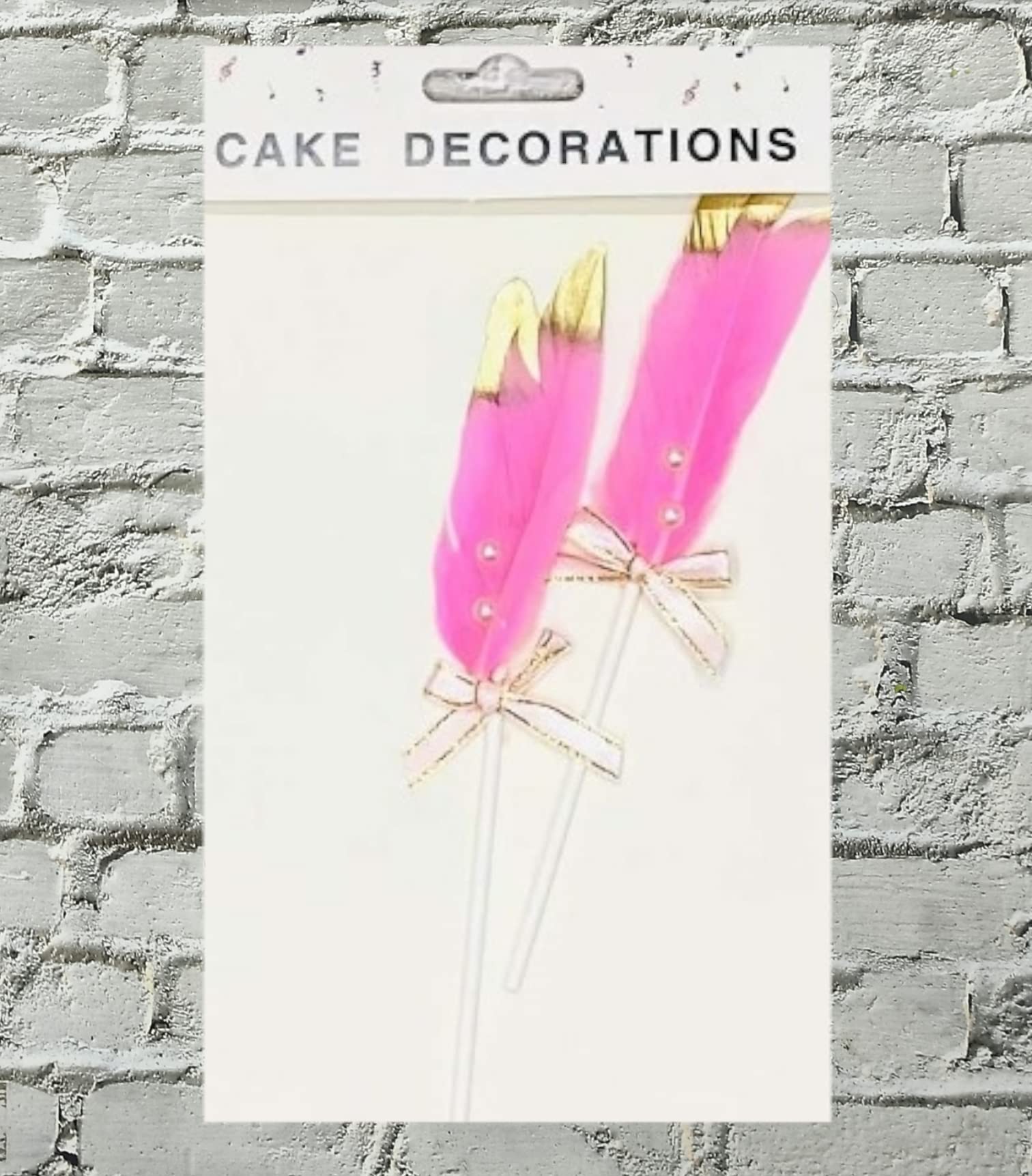 Cake Decor 2Pcs Light Pink Golden Feather Topper For Cake Decoration(SbFeather349Lpg)