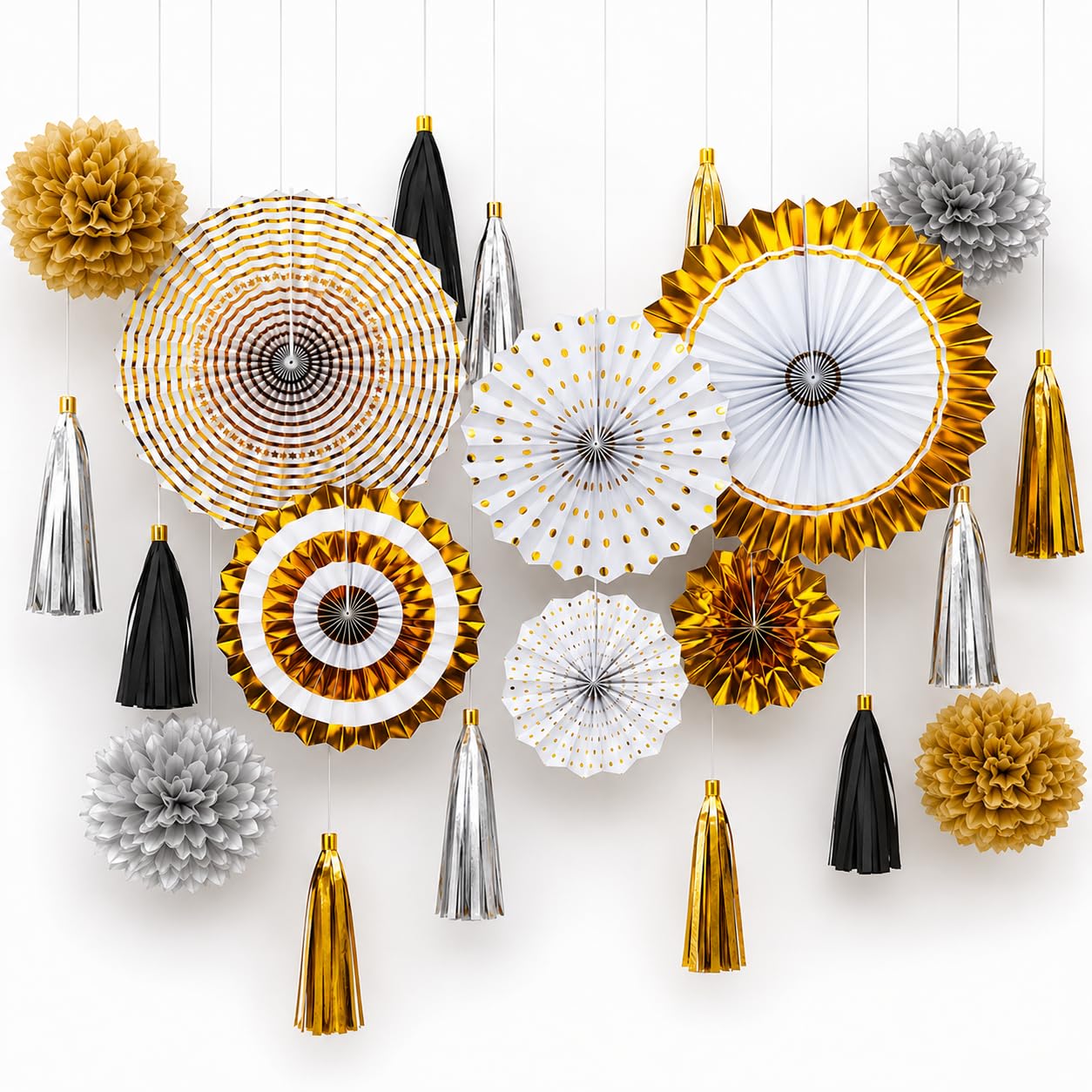 Amfin (Pack Of 25) 18 Th Hbd Theme Birthday Decoration Kit Metallic Finish Women Men Girls Boys Item Gold Black Marble