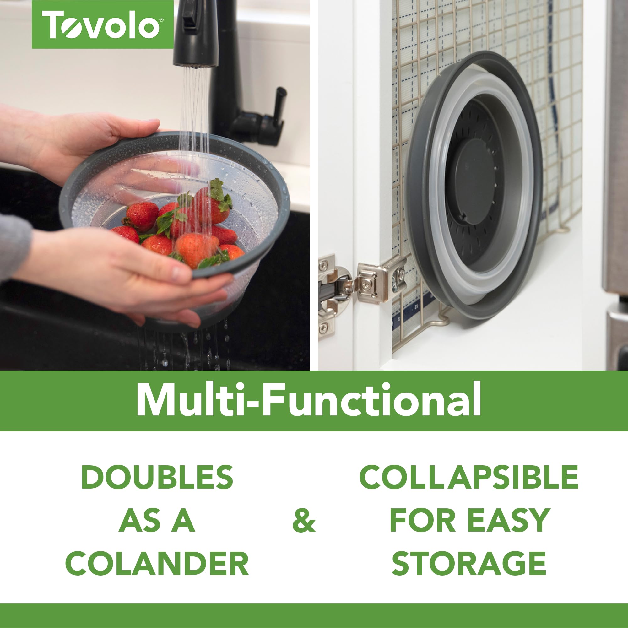 Tovolo Microwave Splatter Cover For Food, 3-Pack (Charcoal) - Collapsible & Vented Silicone Splatter Guard Lid - Microwave Plate