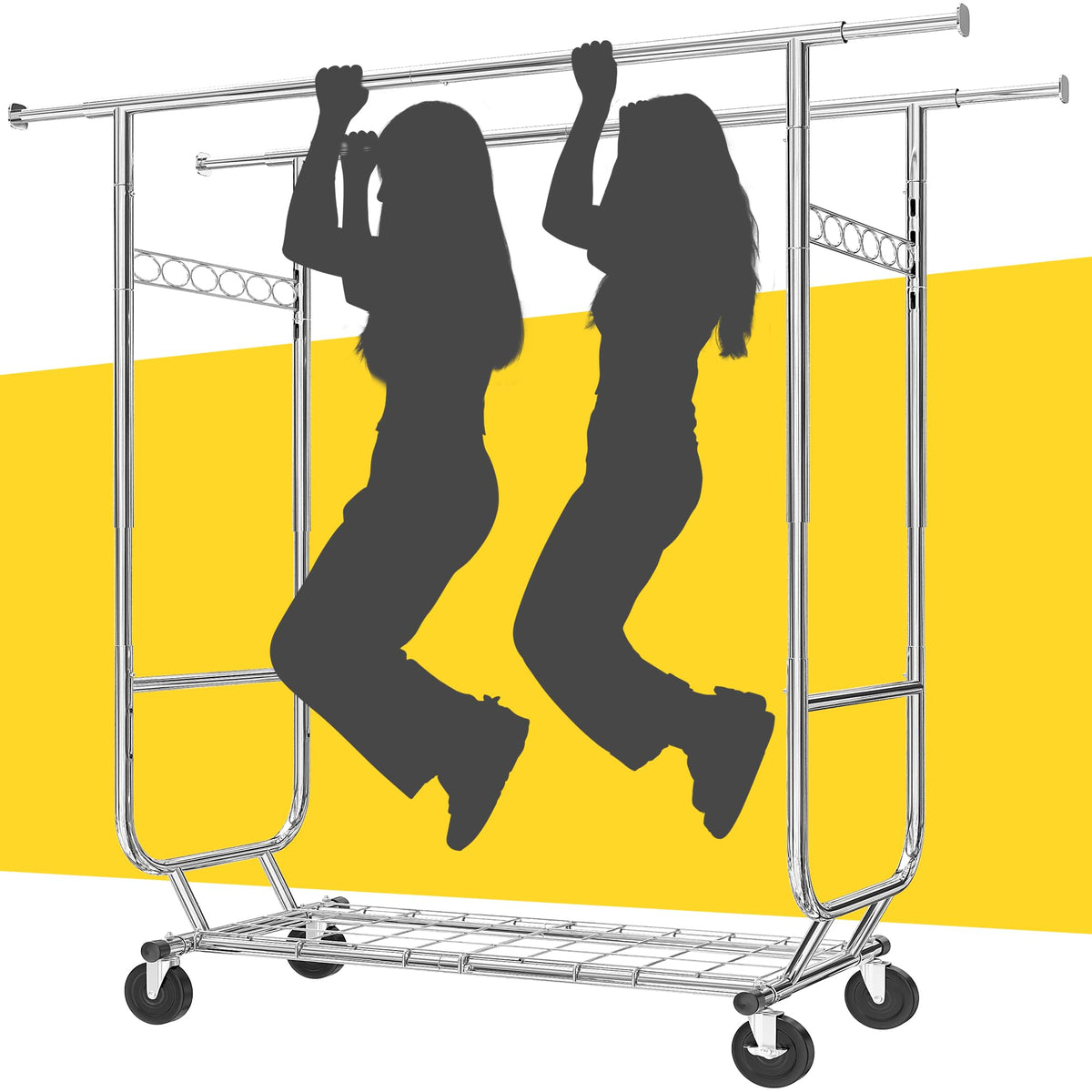 Raybee Clothes Rack Heavy Duty Holds 610Lbs Rolling Clothing Racks For Hanging Clothes Portable Clothes Rack Metal Clothing Rack