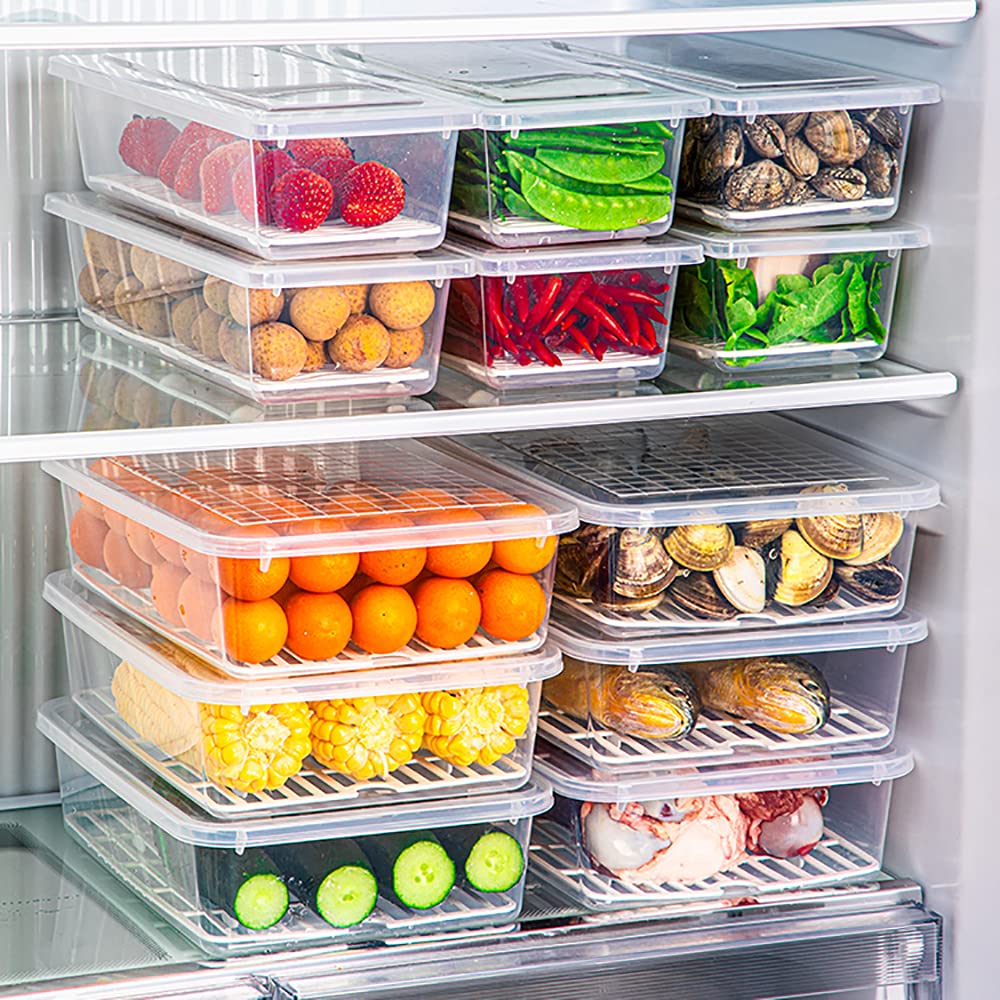 Soujoy 6 Pack Produce Saver Container, 1.5L Food Storage Containers For Fridge With Lid, Stackable Fruits Storage Keeper With Re